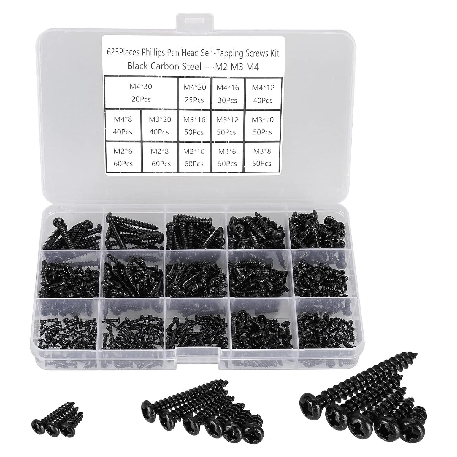 Kit de Tornillos Autoperforantes M2 M3 M4 625 Pcs HanTof