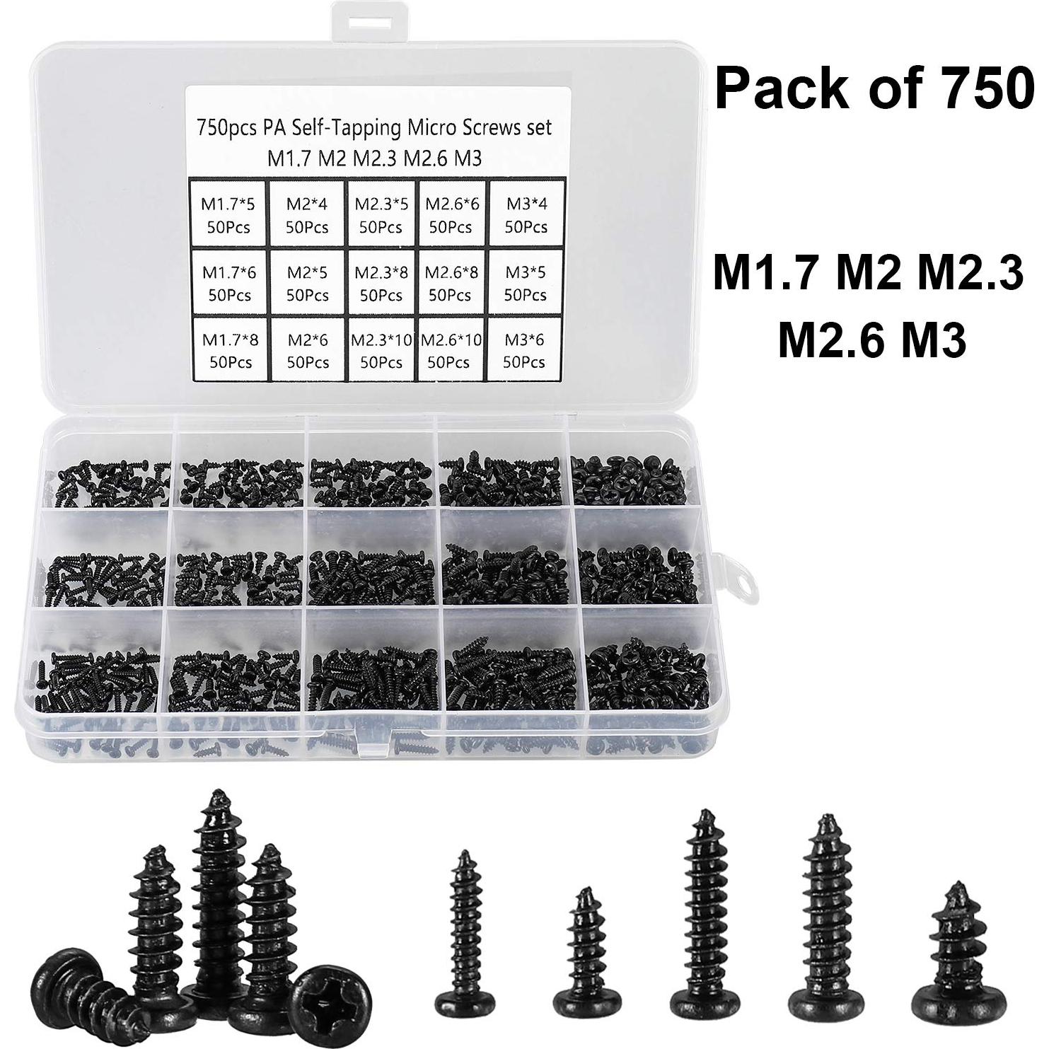 Juego de 750 Tornillos Autoperforantes M1.7-M3 HanTof