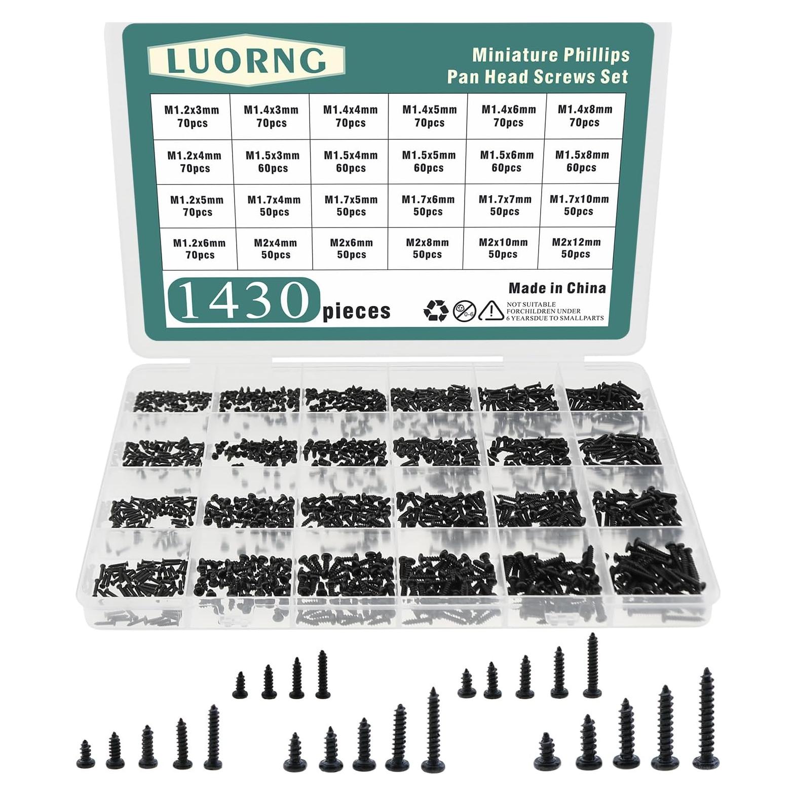 1430 Tornillos Miniatura Phillips LUORNG M1.2 a M2 Acero Carbono