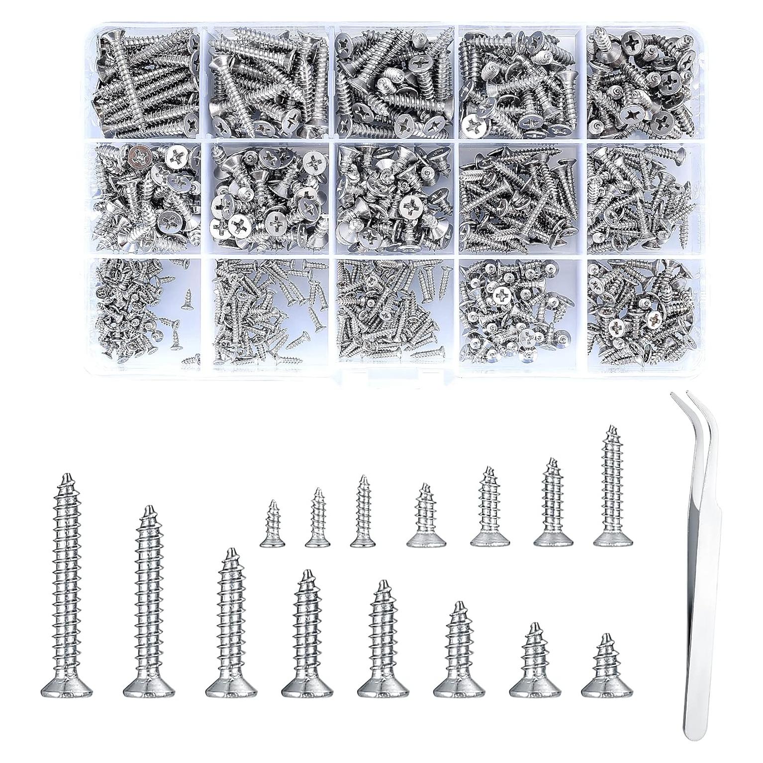 Kit de Tornillos Autoperforantes para Madera Qiwuhai 595 Piezas