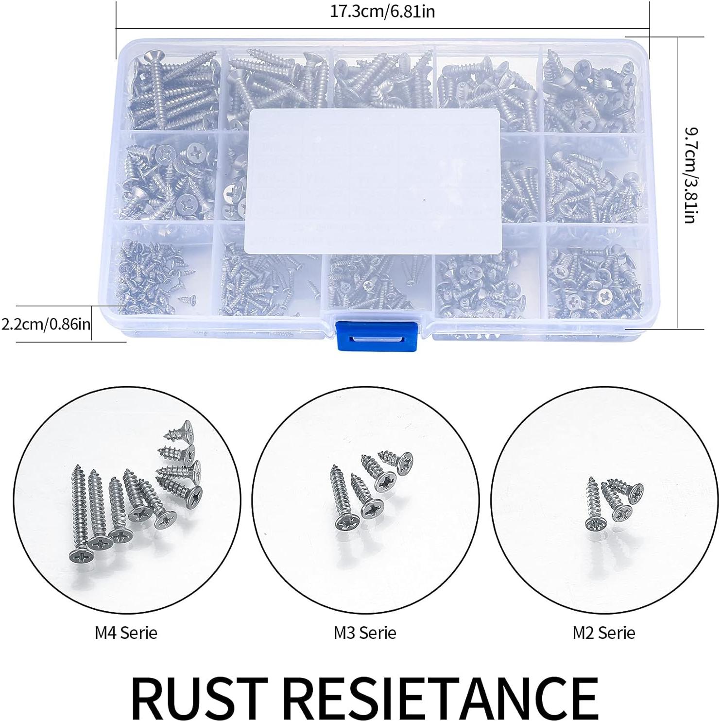 Kit de Tornillos Autoperforantes para Madera Qiwuhai 595 Piezas