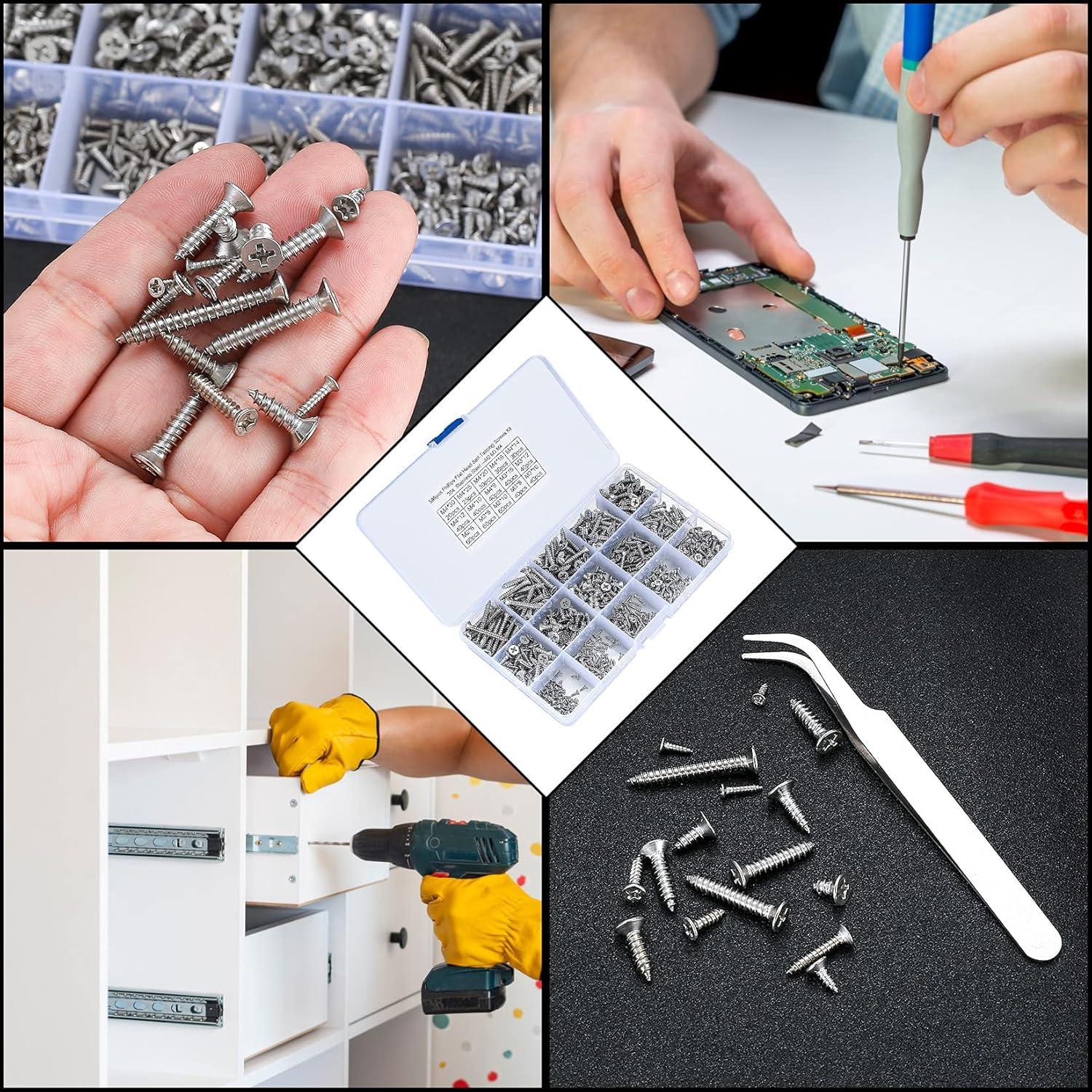 Kit de Tornillos Autoperforantes para Madera Qiwuhai 595 Piezas