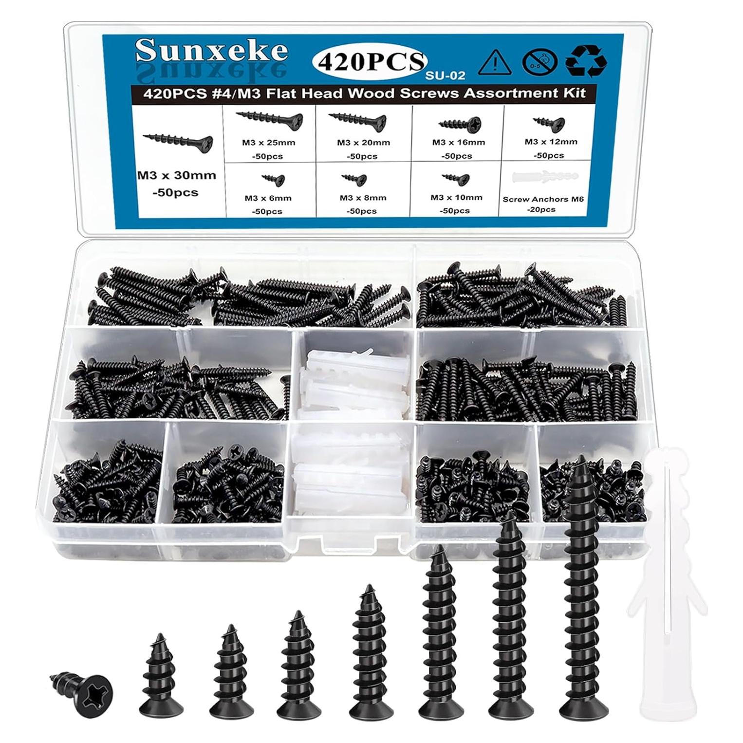 Kit de 420 Tornillos M3 y Anclajes M6 Sunxeke - Autoperforantes