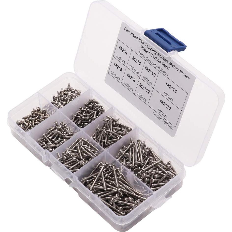 Tornillos Autoperforantes M2 Beikal 800pcs con Caja 4-20mm