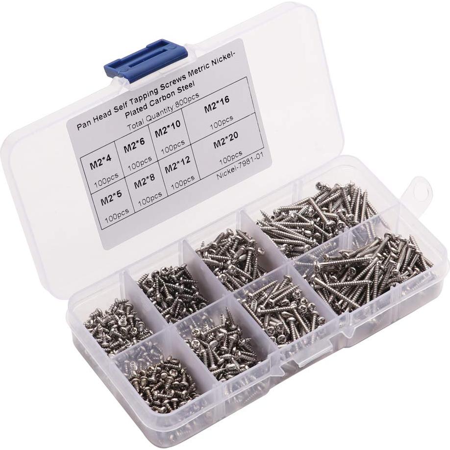 Tornillos Autoperforantes M2 Beikal 800pcs con Caja 4-20mm