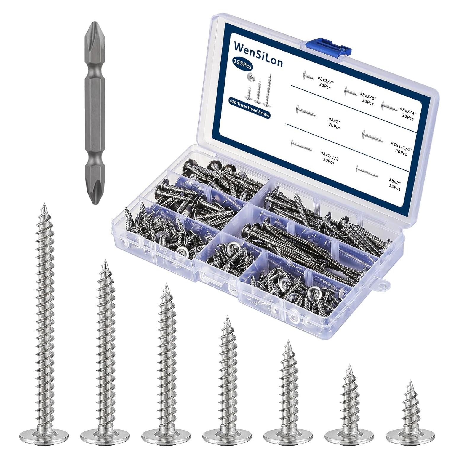 Tornillos Truss Phillips Wensilon #8 Kit de 20 a 100 pcs Acero Inoxidable