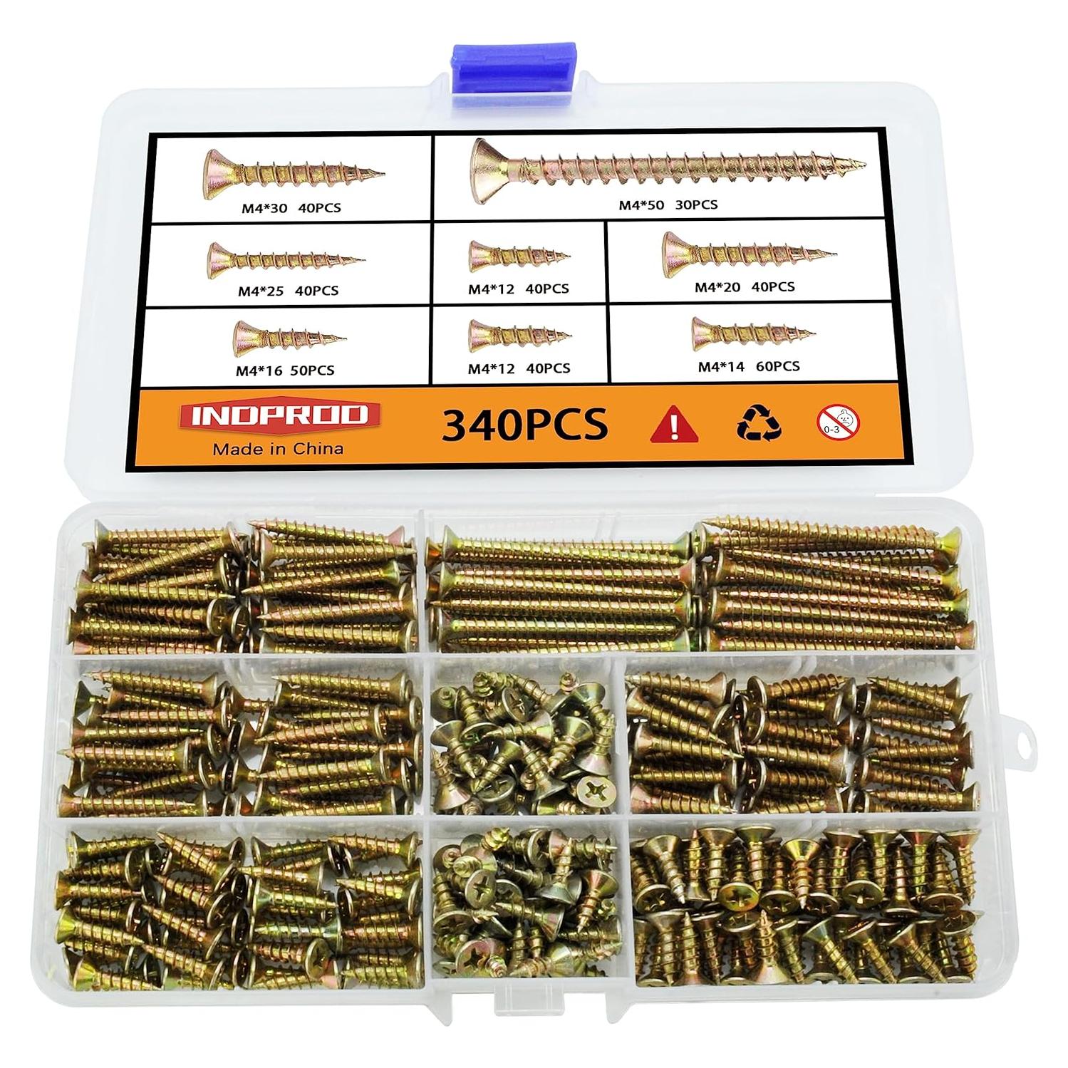 Kit de Tornillos Autorroscantes M4 Indprod 340 Piezas