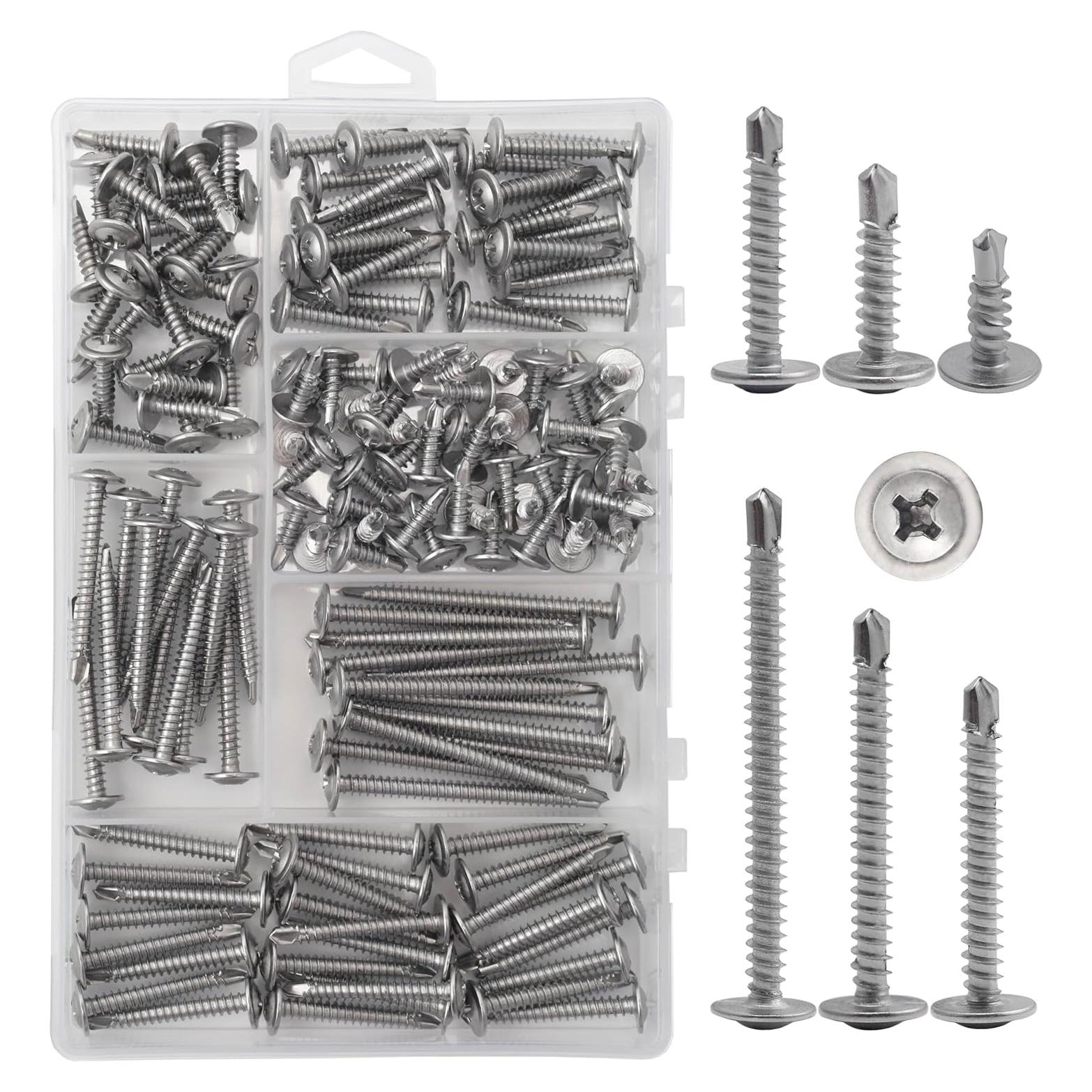 Kit de Tornillos Autoperforantes JEGONFRI 145 pcs Acero Inoxidable