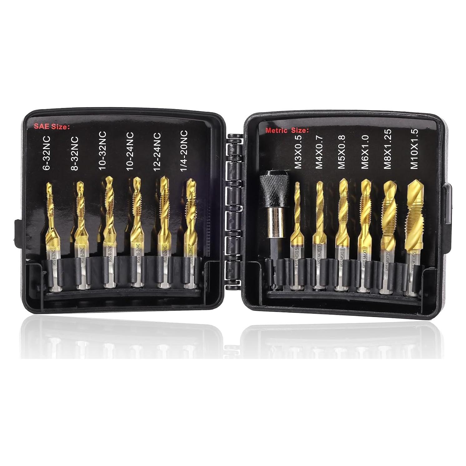 Juego de Brocas y Machos Valkynos 13 Piezas SAE y Métricas