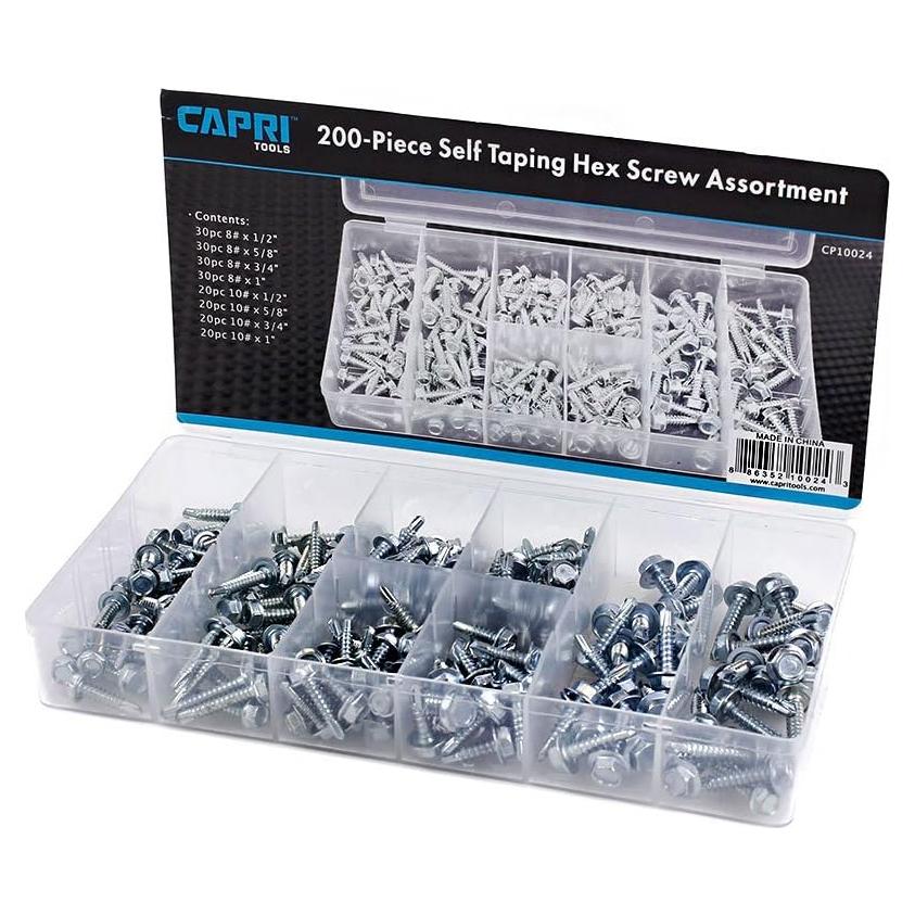 Asortimento de Tornillos Autoperforantes Capri Tools 200 Pzas
