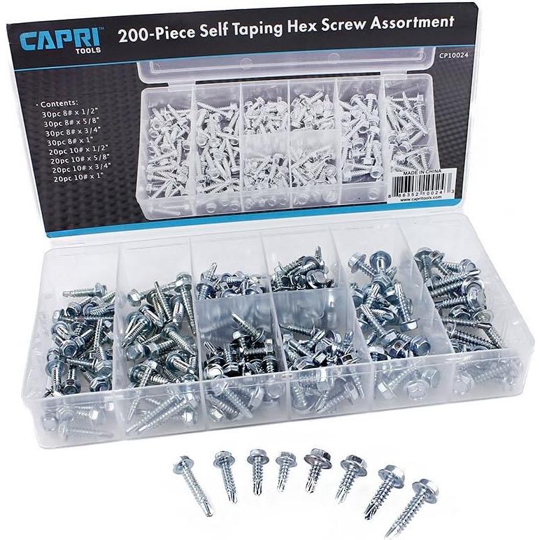 Asortimento de Tornillos Autoperforantes Capri Tools 200 Pzas