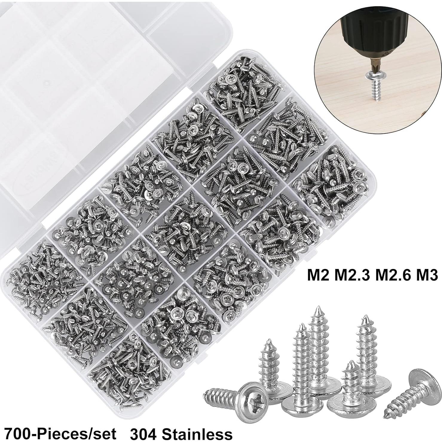 700 Tornillos Phillips con Arandela Autoperforantes Acero Inoxidable 304