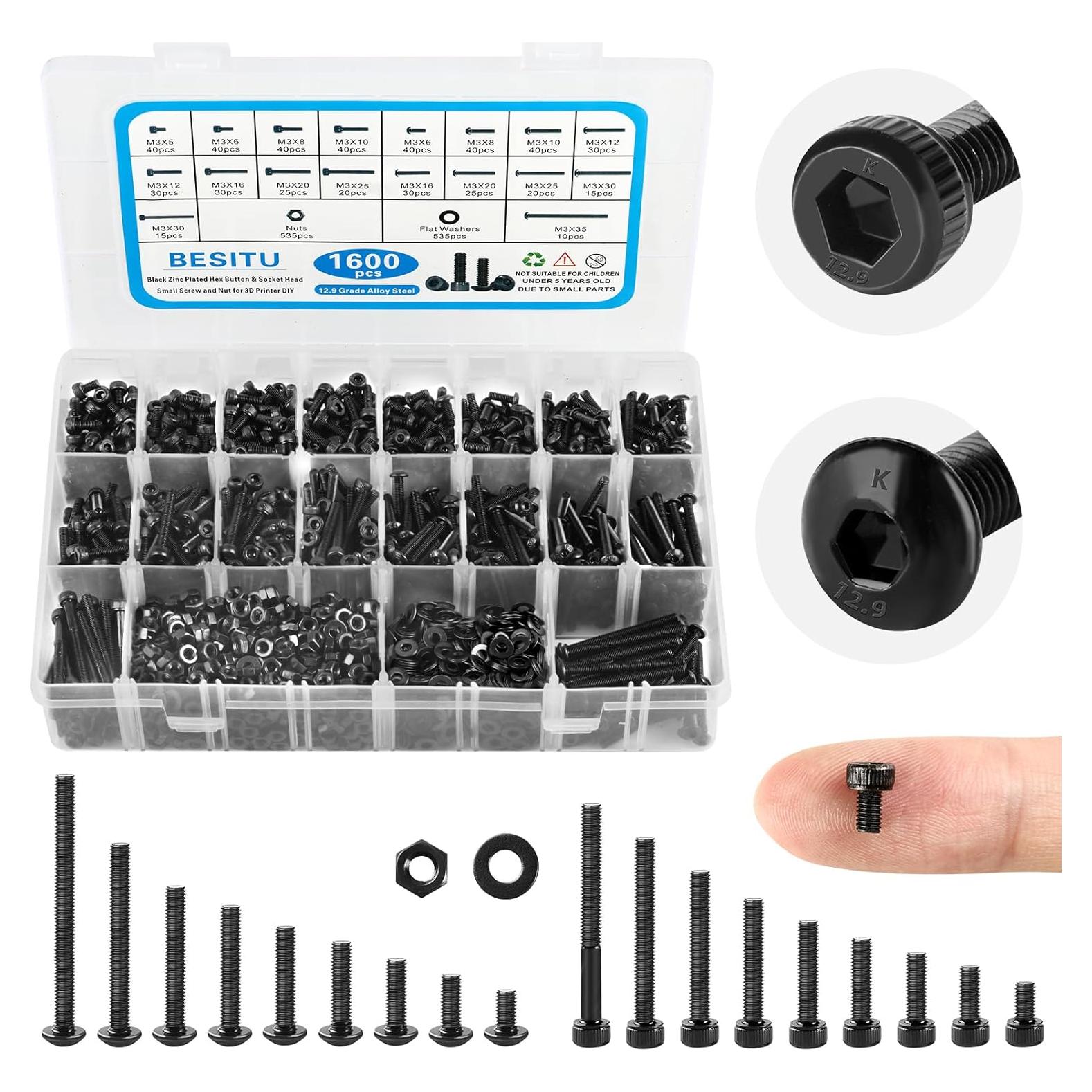 Kit de Tornillos M3 1600 Pcs Besitu - Acero Aleado 12.9