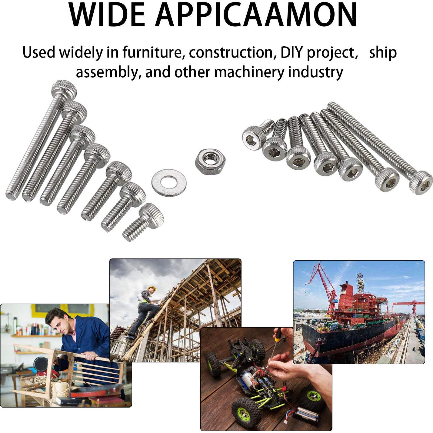 Kit 410 Pcs Tornillos de Cabeza Hexagonal M2 Acero Inoxidable 304