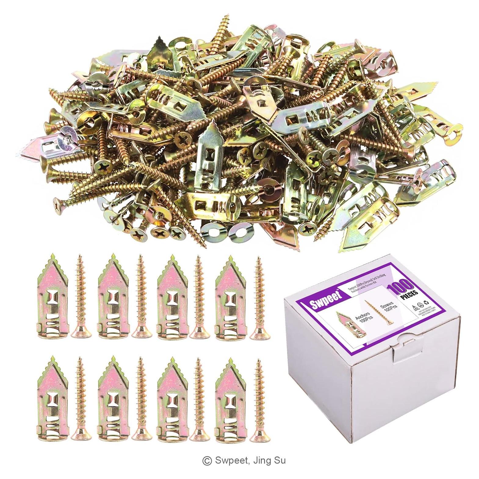 Swpeet Anclajes Autoperforantes para Paneles de Yeso 200Pcs