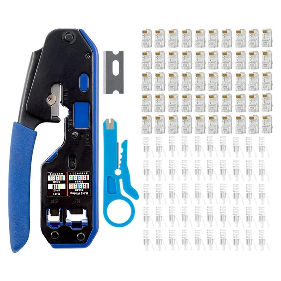 Kit de Crimpado RJ45 LSLANSOON 103 Piezas con Crimpadora