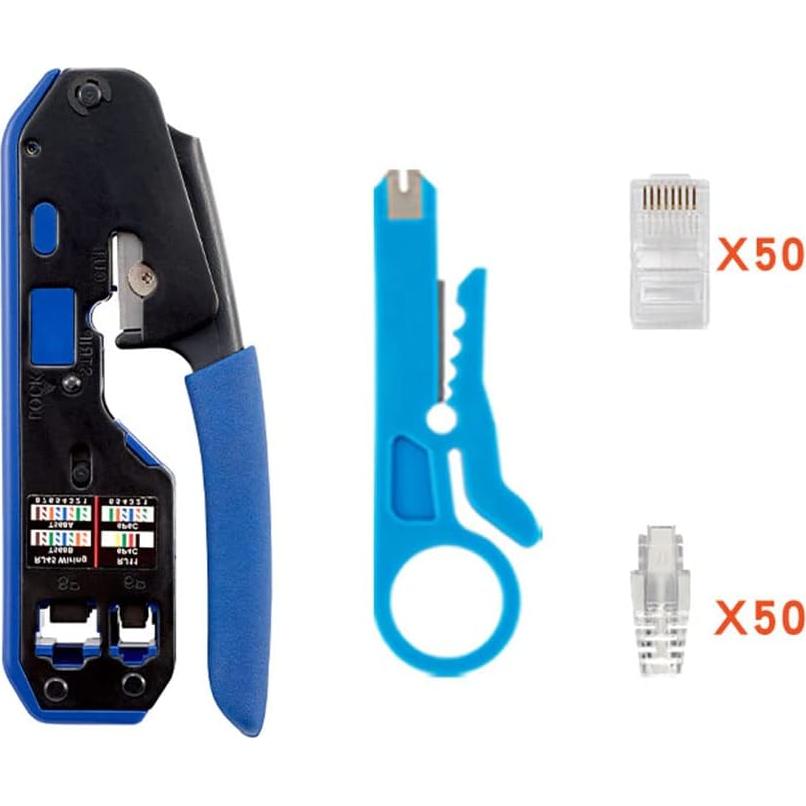 Kit de Crimpado RJ45 LSLANSOON 103 Piezas con Crimpadora