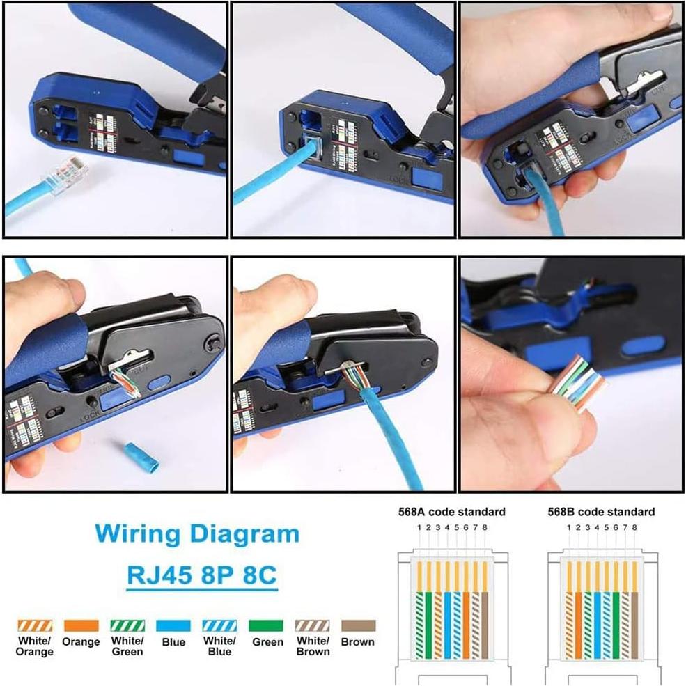 Kit de Crimpado RJ45 LSLANSOON 103 Piezas con Crimpadora