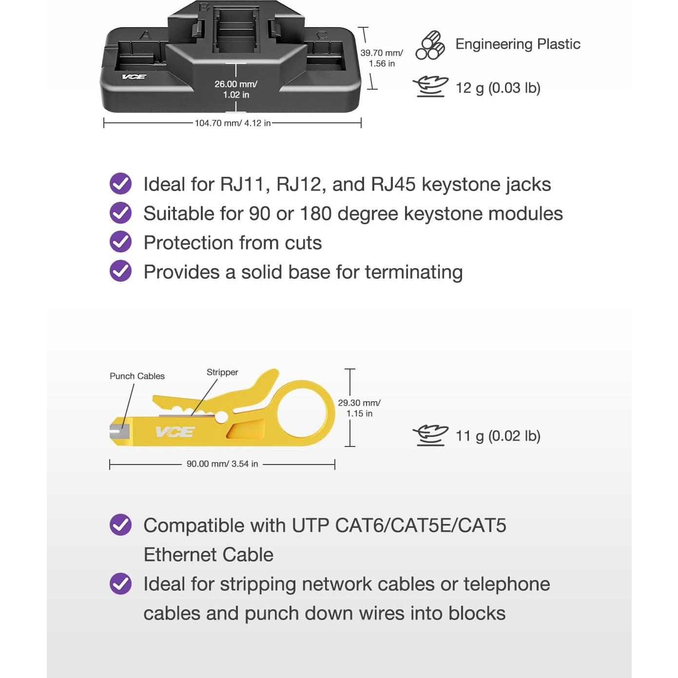 Herramienta Punch Down VCELINK con Soporte y Cortador RJ45