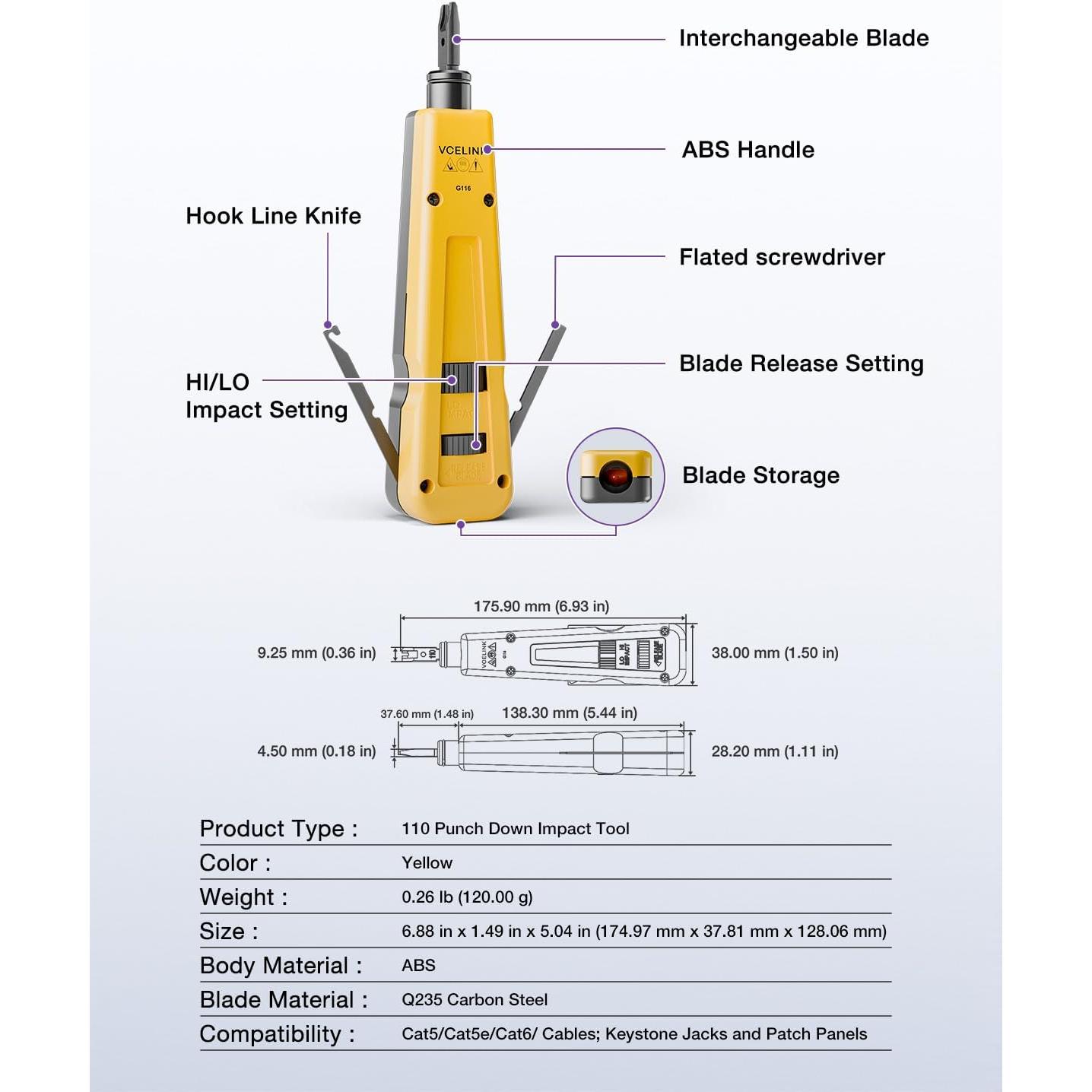 Herramienta Punch Down VCELINK con Soporte y Cortador RJ45