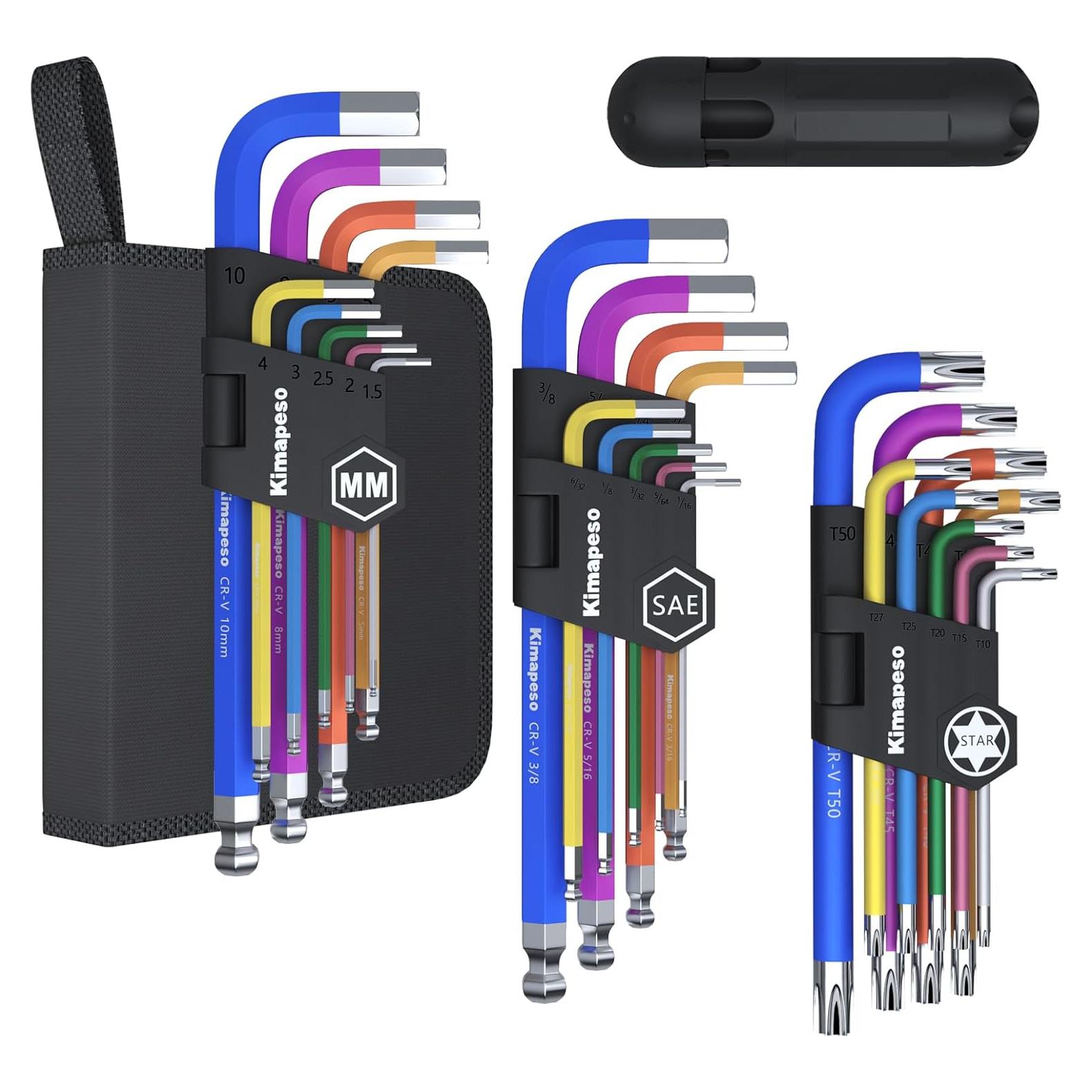 Juego de Llaves Allen 27 PCS Kimapeso Hexagonales y Torx