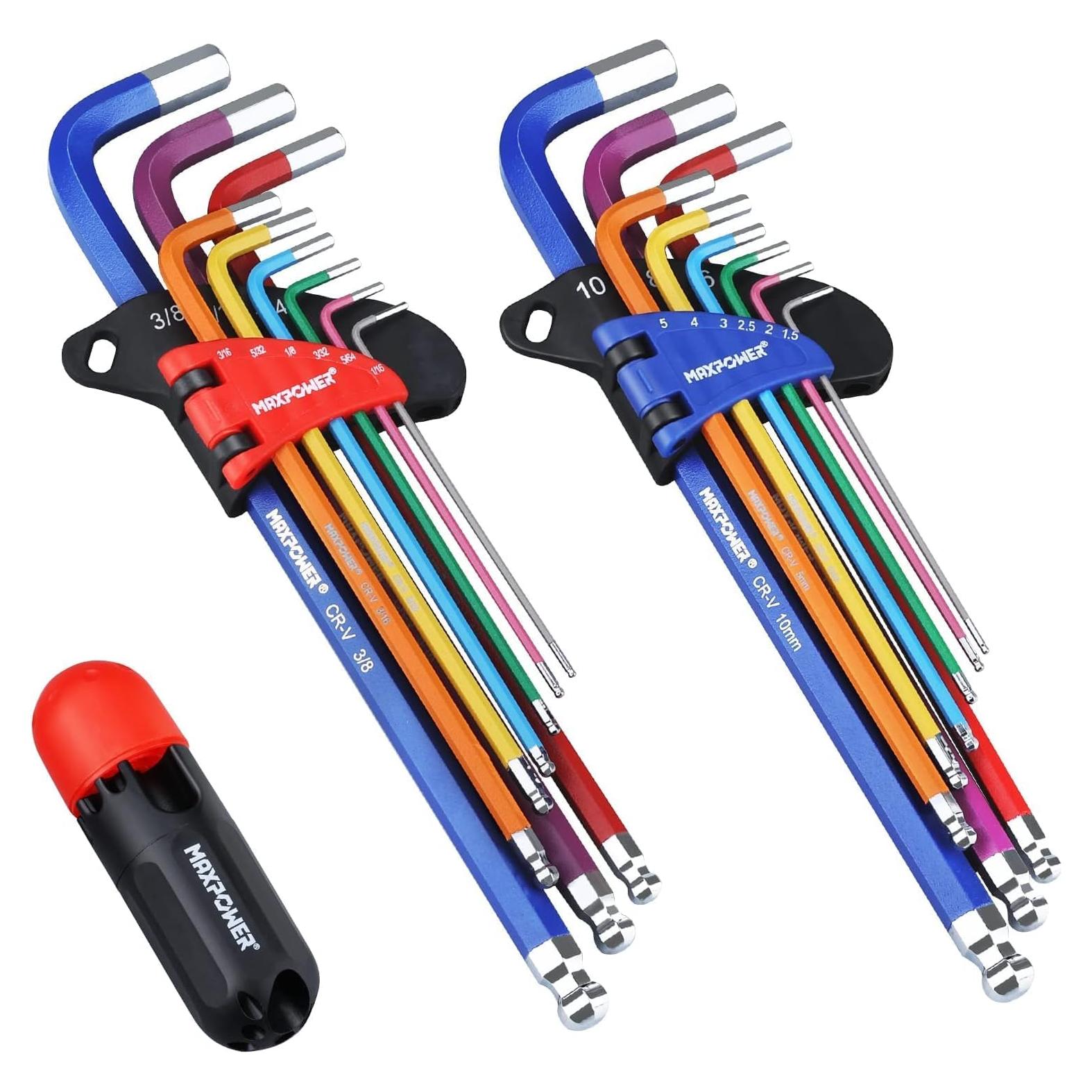 Juego de Llaves Allen MAXPOWER 18 Piezas Acero Cromo Vanadio