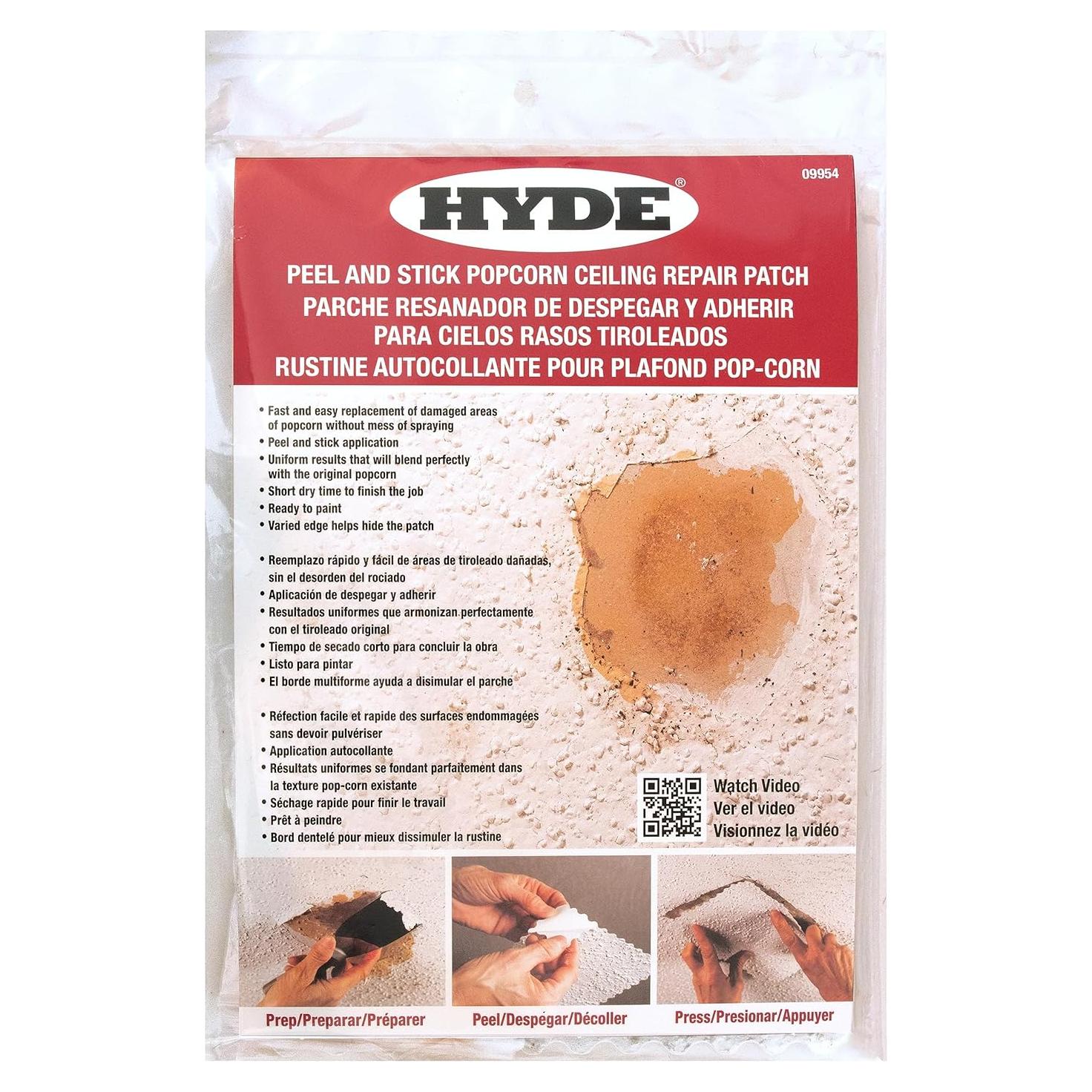 Kit de Reparación de Techos de Palomitas Hyde 09954 - 2 Parches 23x15 cm