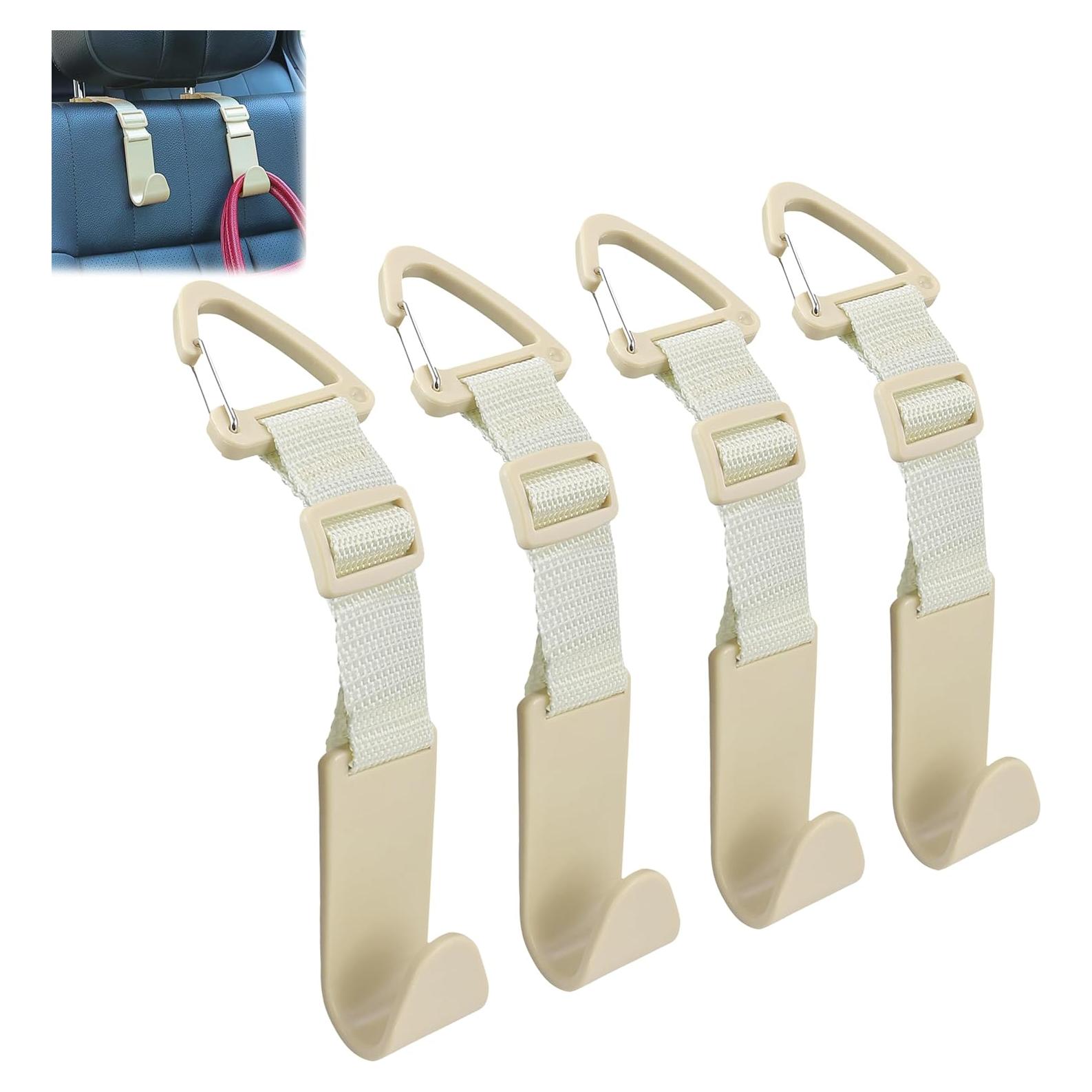 Ganchos para Reposacabezas Amooca Beige - Paquete de 4, Ajuste Universal