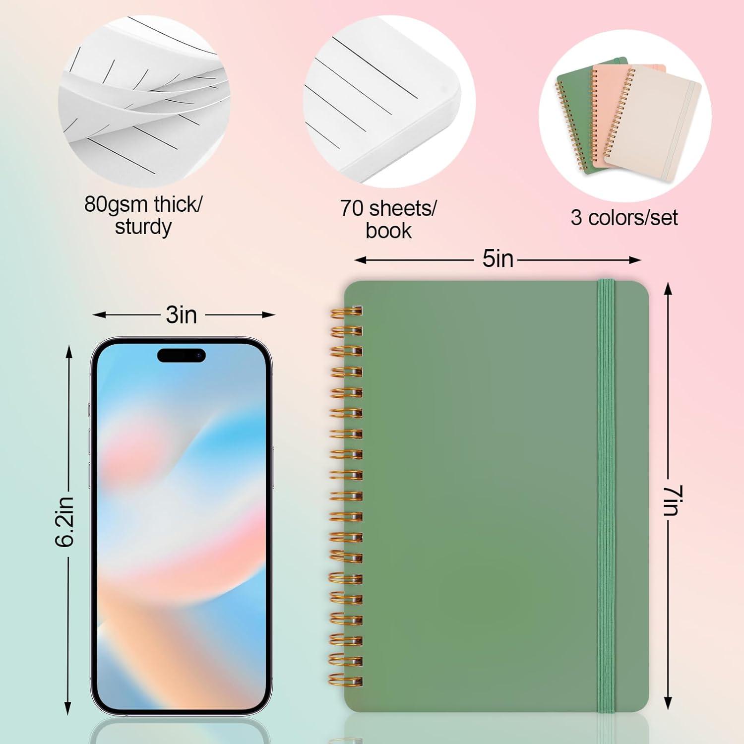 Cuadernos Espiral Utron 5x7 Morandi - 3 Piezas 70 Hojas