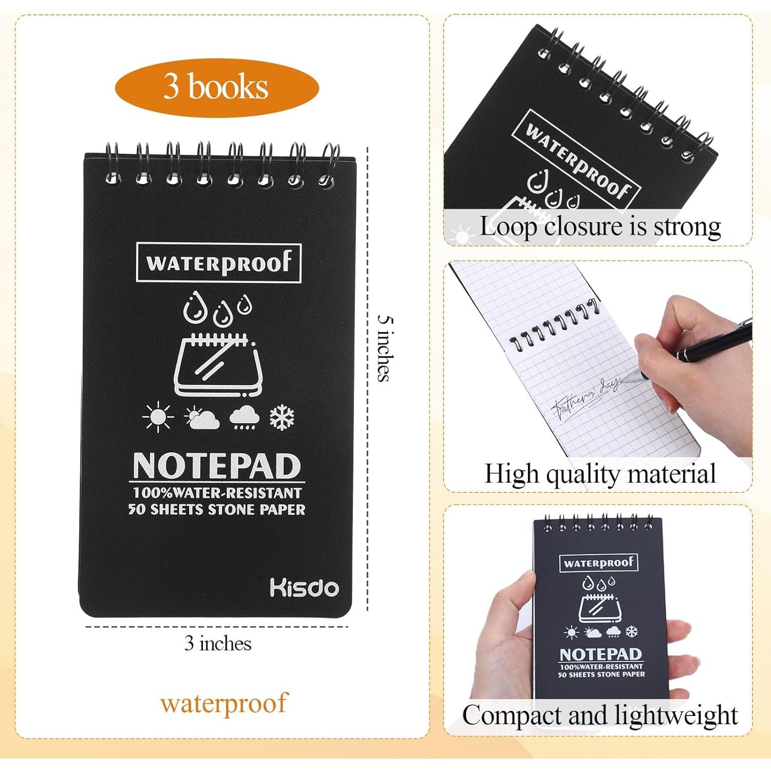 Set de Cuadernos Impermeables Qiuruoo 3 Pcs + 2 Bolígrafos