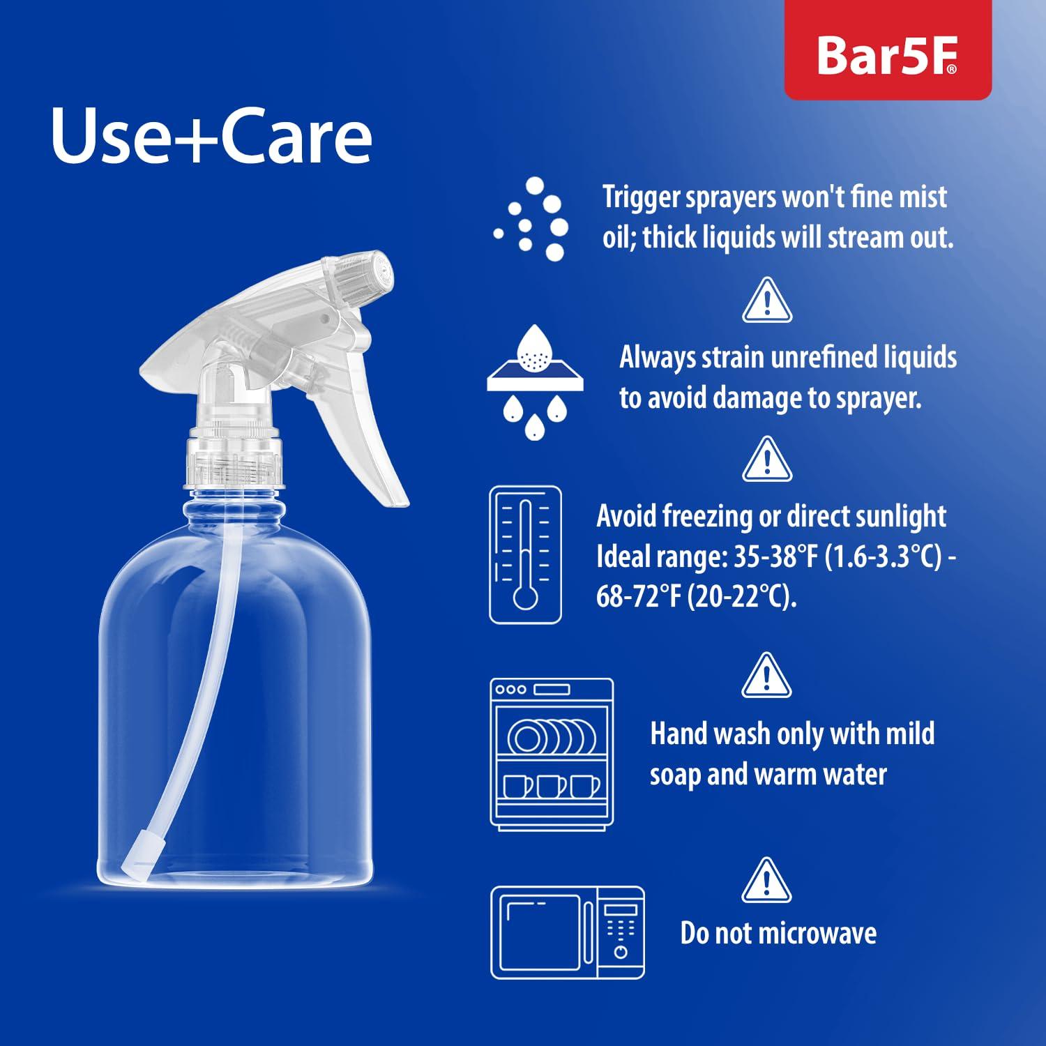 Botella de Spray Bar5F 473 ml, Ajustable, Clara, Rellenable