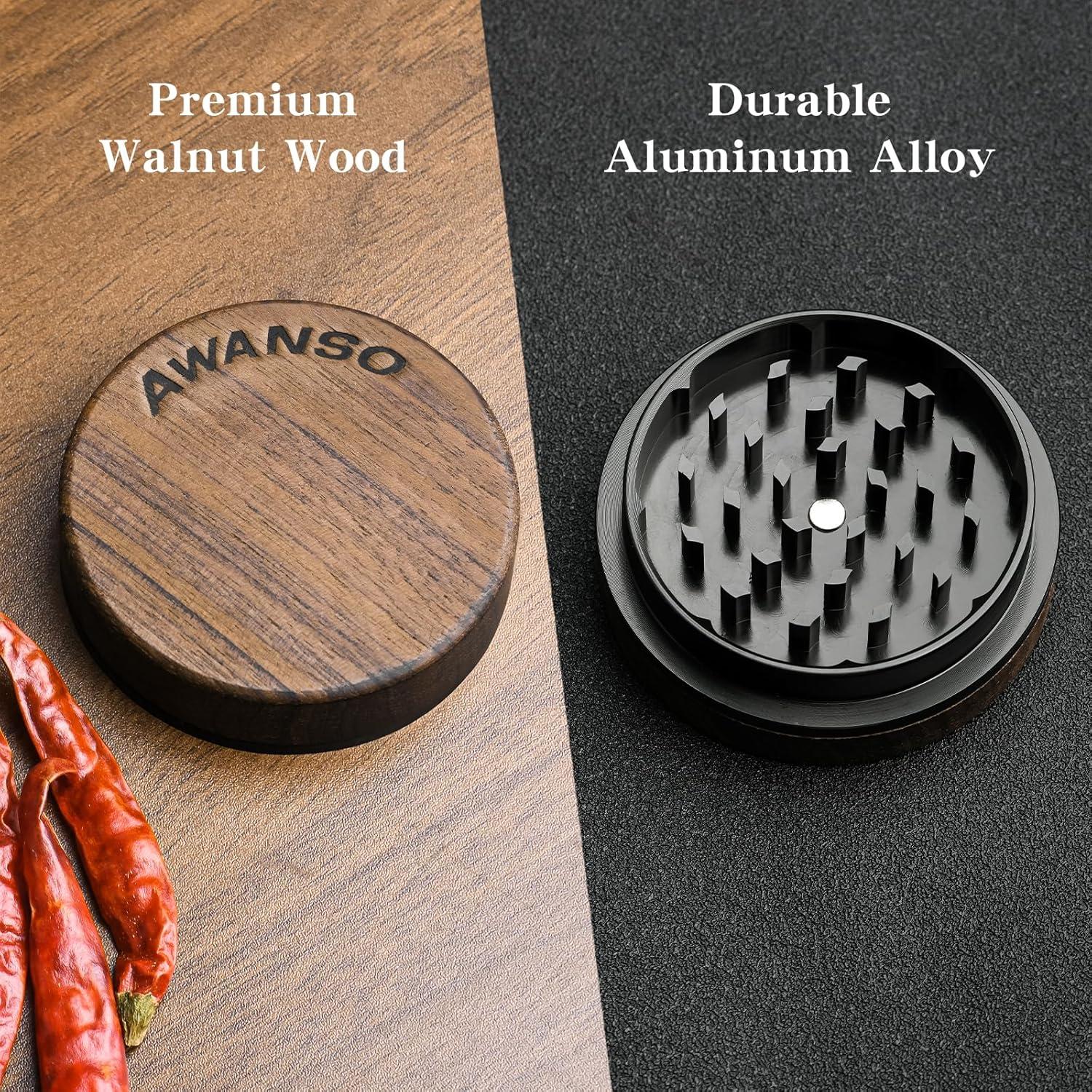 Molino de Especias Manual Awanso de Madera de Nogal 6.35 cm