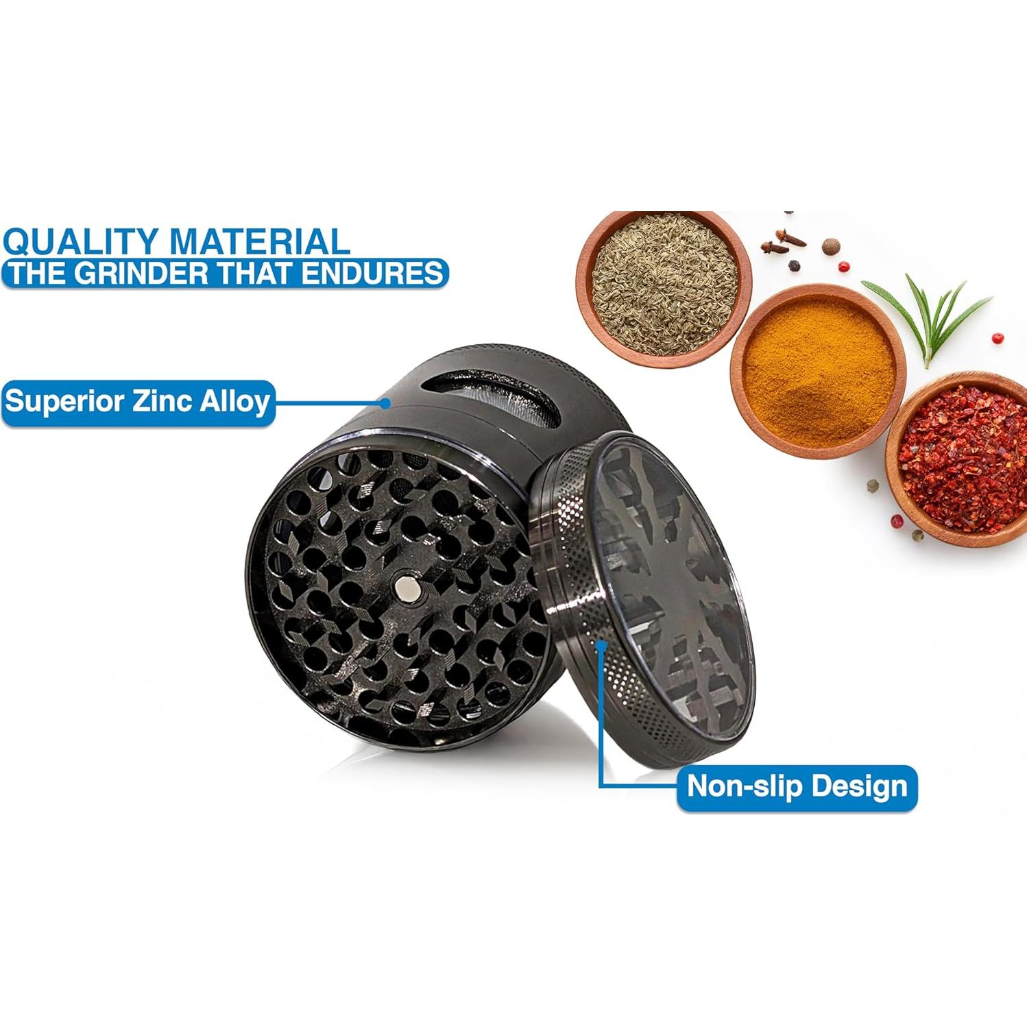 Molino de Especias Manual 7.62 cm Aluminio Gris Metálico