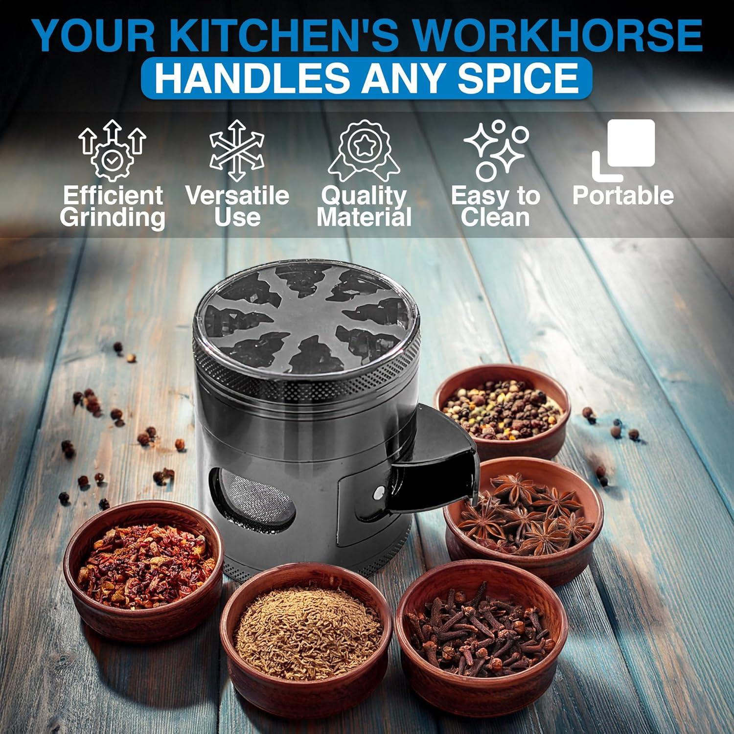 Molino de Especias Manual 7.62 cm Aluminio Gris Metálico