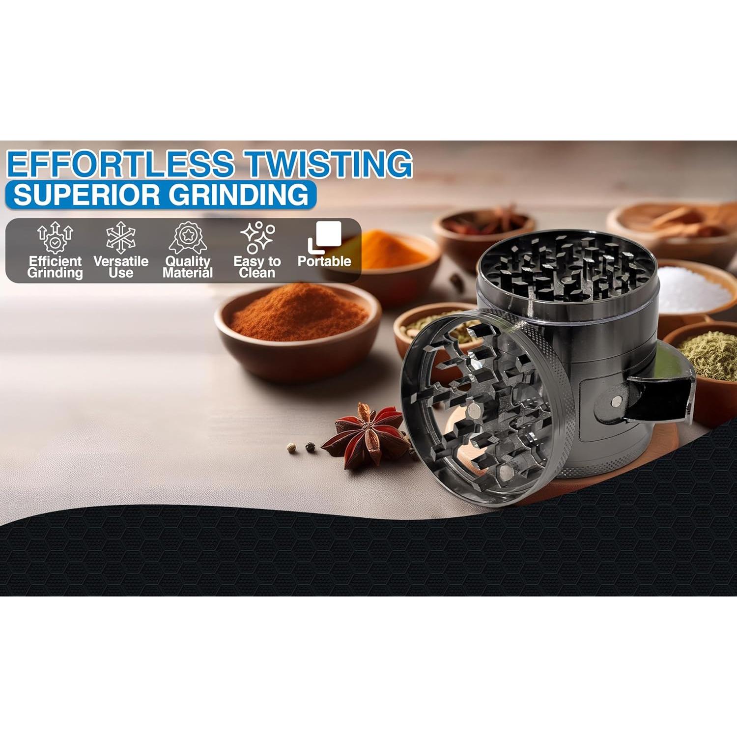 Molino de Especias Manual 7.62 cm Aluminio Gris Metálico