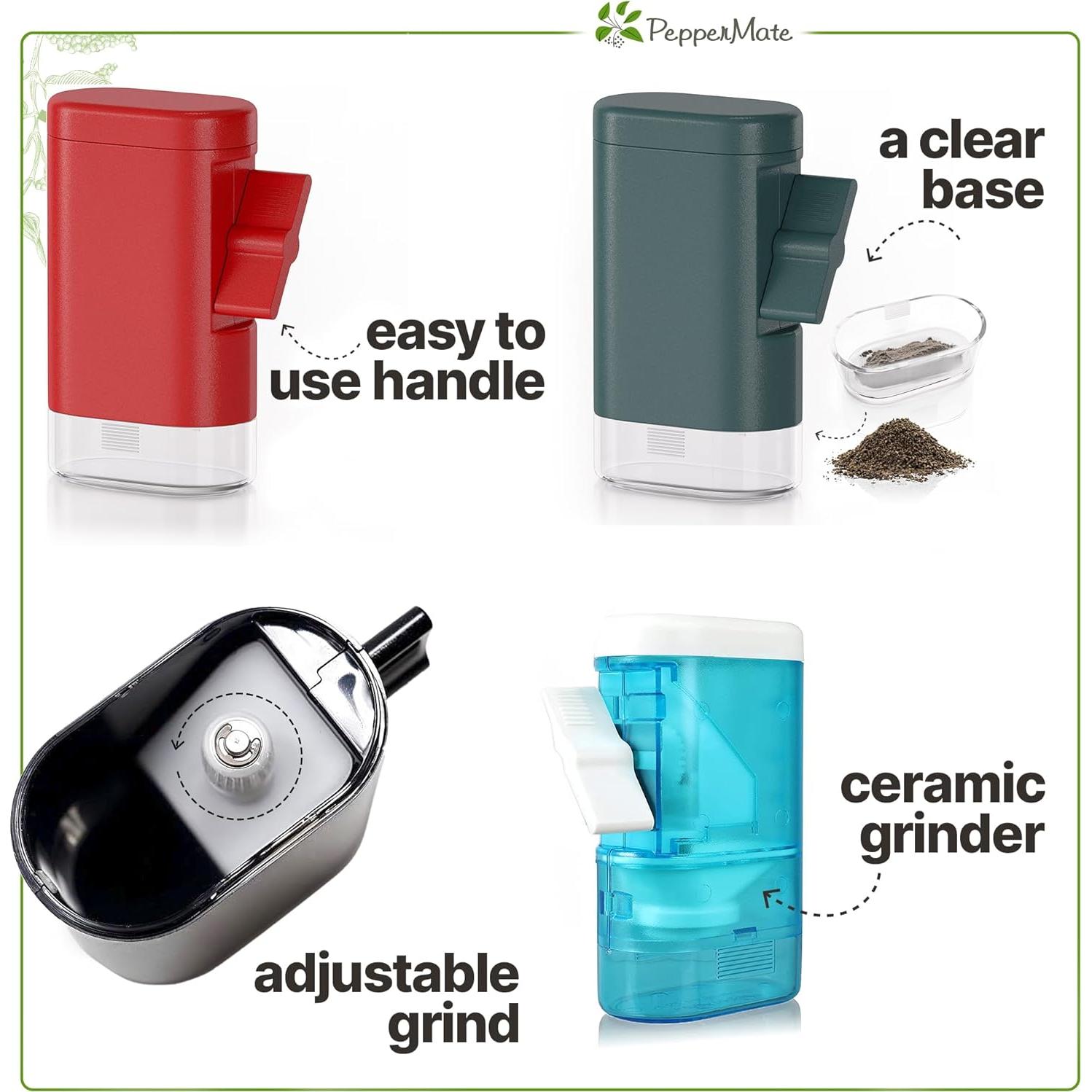 Molino de Pimienta Manual PepperMate 723B Cerámica Negro 226g