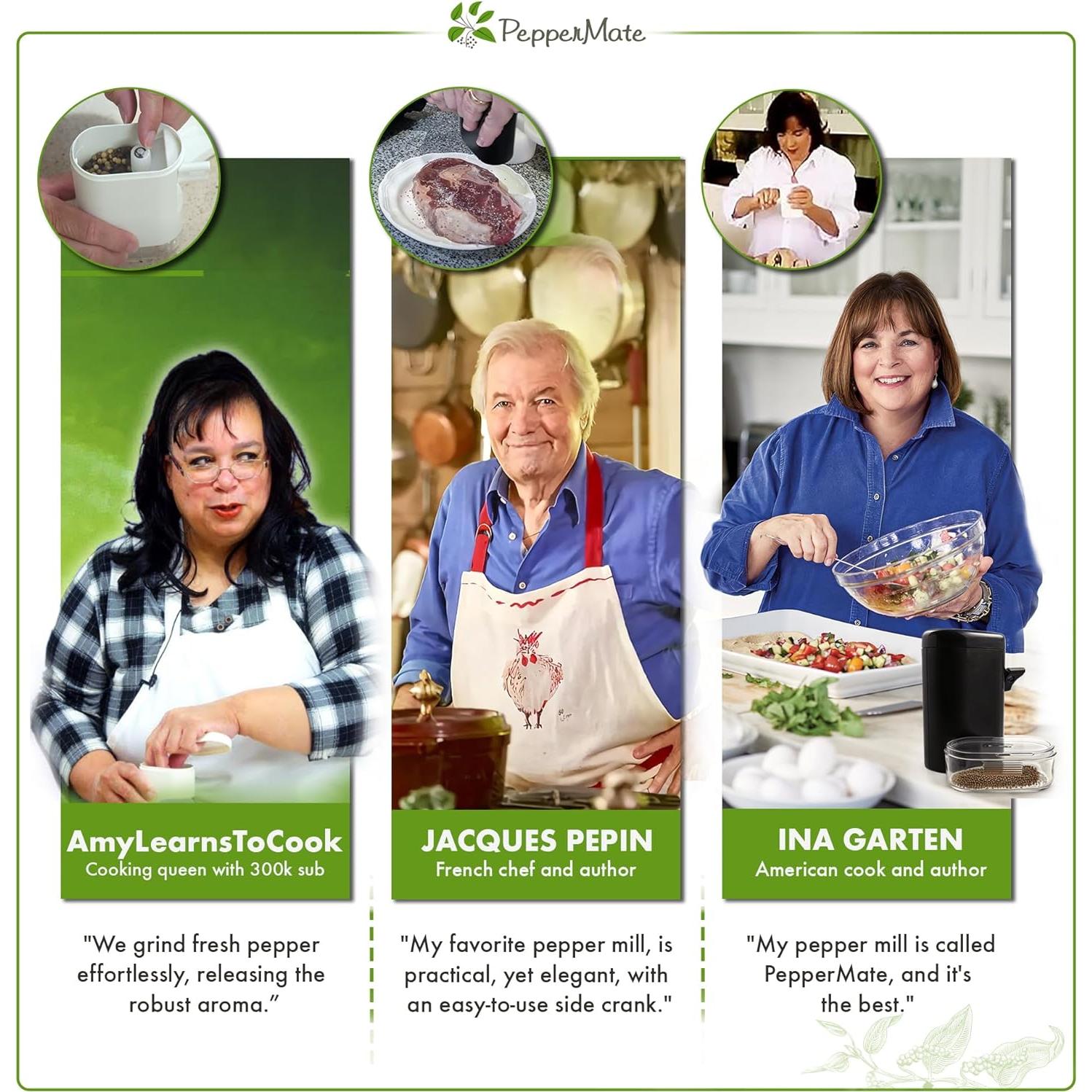 Molino de Pimienta Manual PepperMate 723B Cerámica Negro 226g