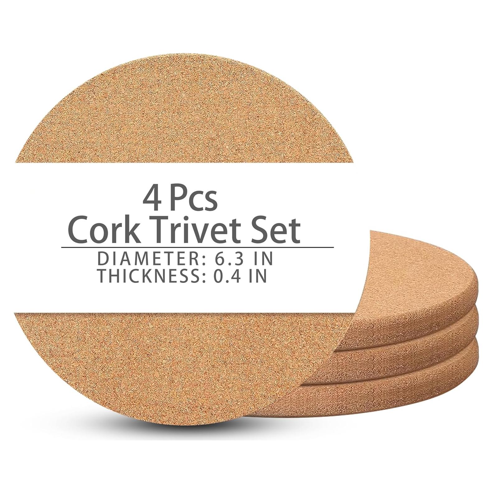 4 Posavasos de Corcho LEKAYIHU 16 cm Resistentes al Calor