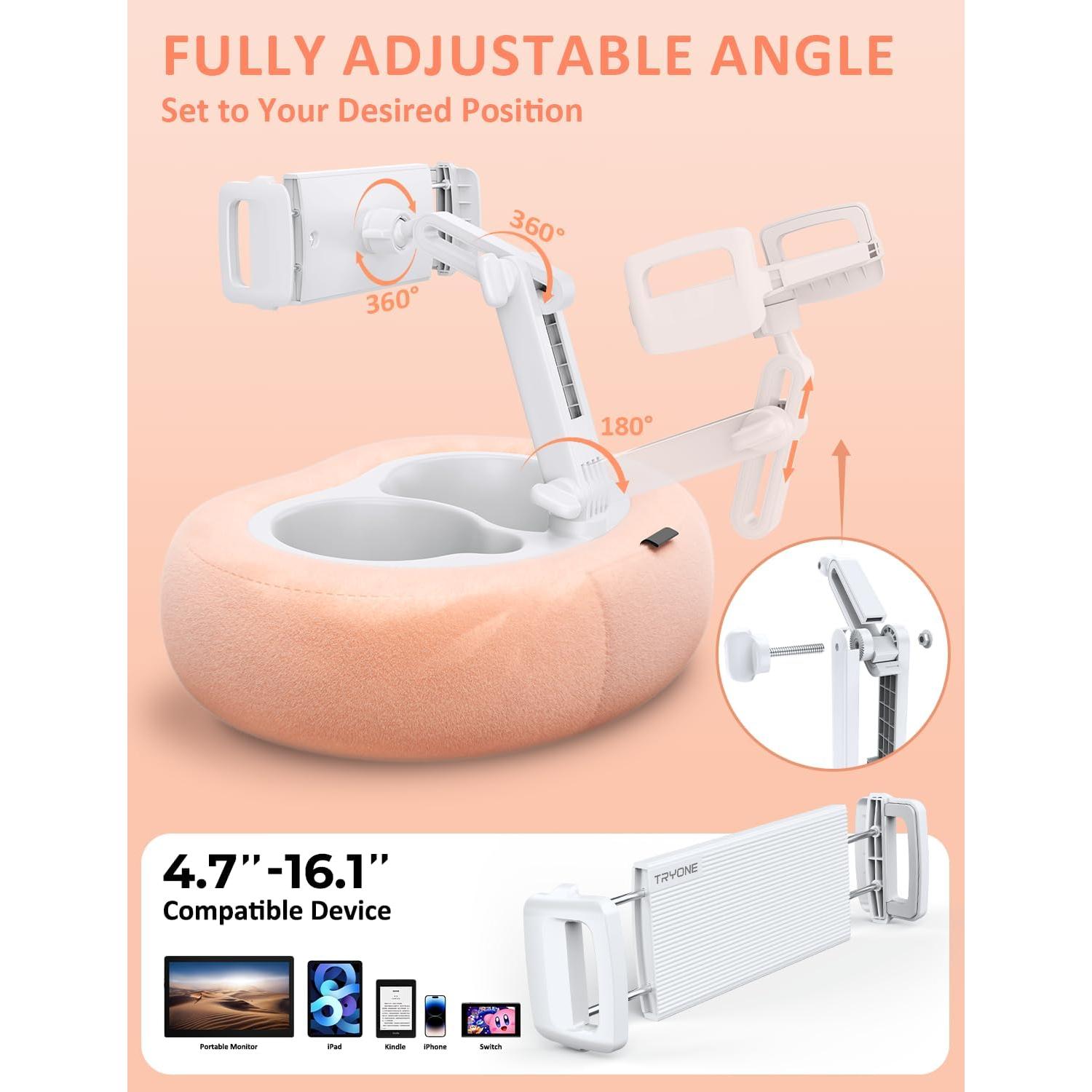 Soporte para Tablet Tryone BZ01 con Almohada Rosa y Bandejas