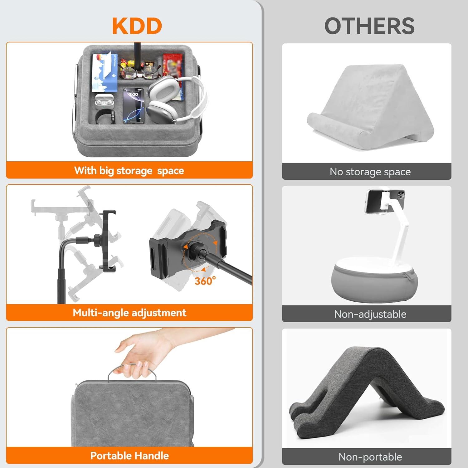 Soporte de Almohada para Tableta KDD - Ajustable 360° - Compatible con iPad y Teléfonos