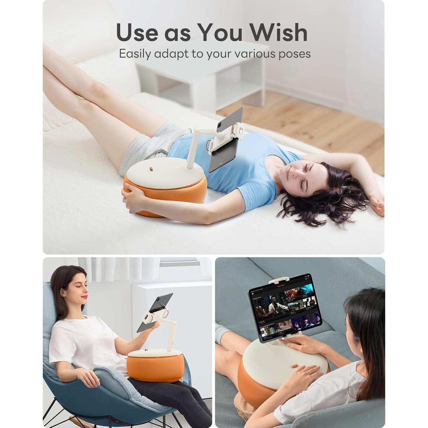 Soporte de Tableta SAIJI Ajustable 360° con Almohada Naranja