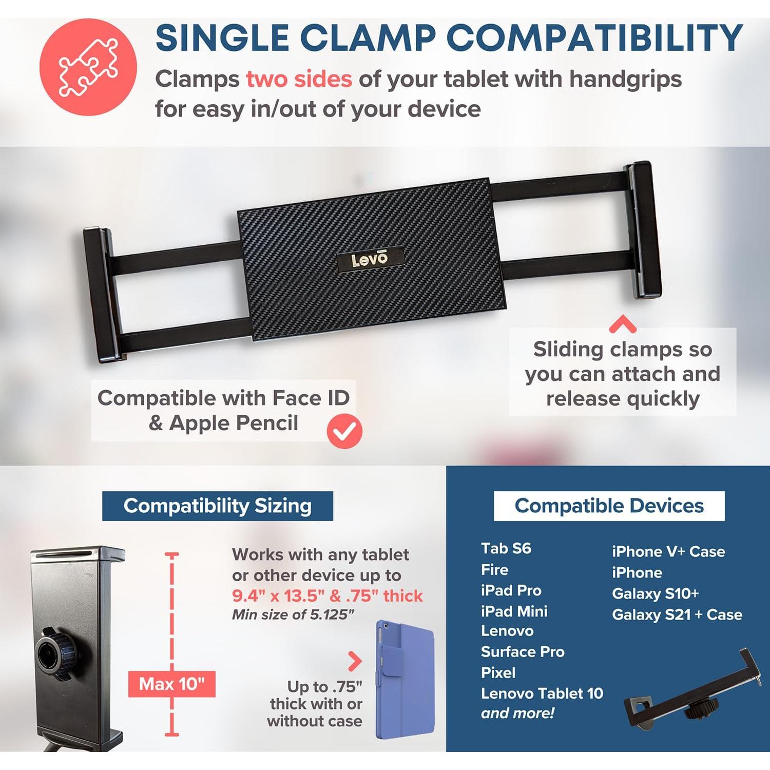 Soporte de Piso Ajustable LEVO con Ruedas para Tabletas y Teléfonos