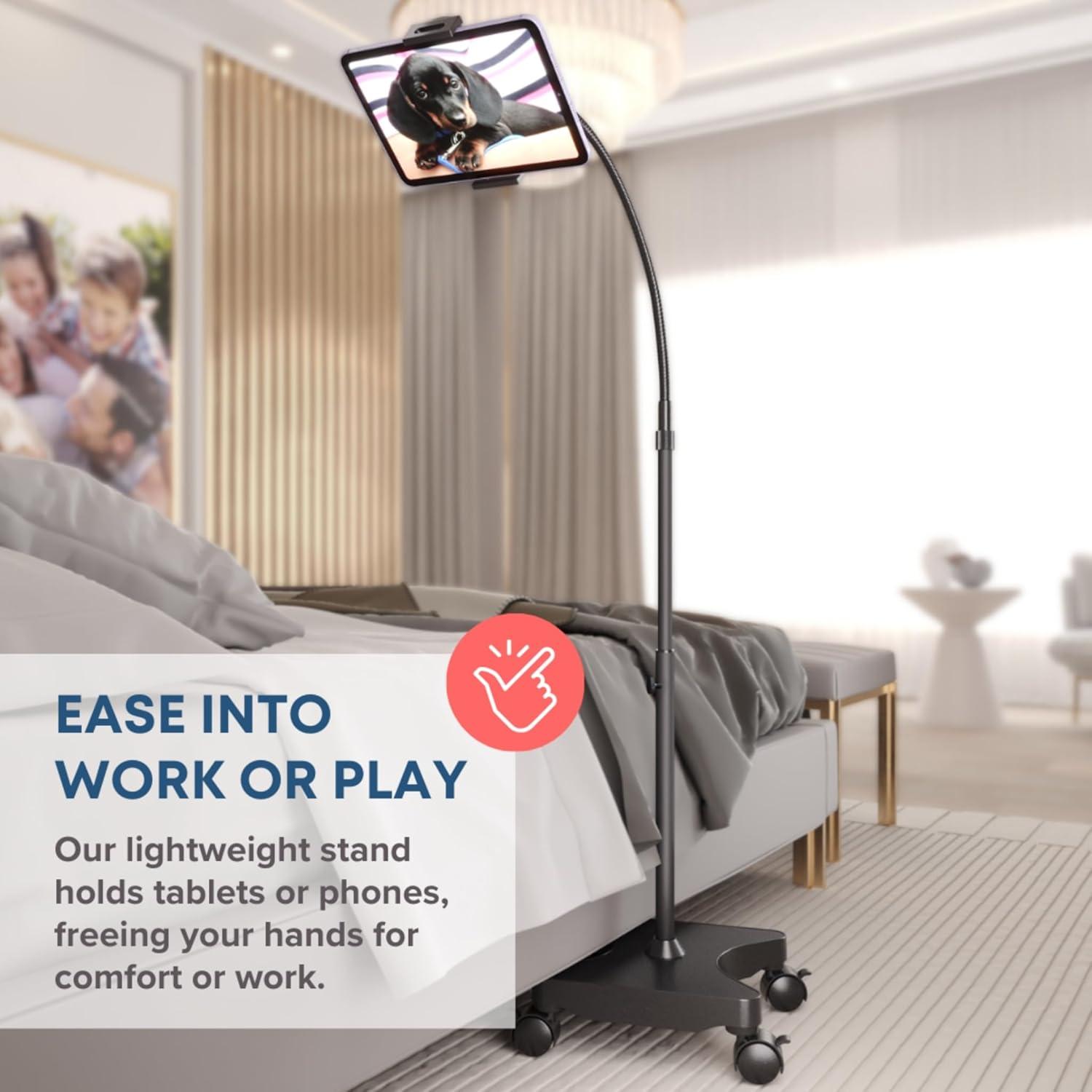 Soporte de Piso Ajustable LEVO con Ruedas para Tabletas y Teléfonos