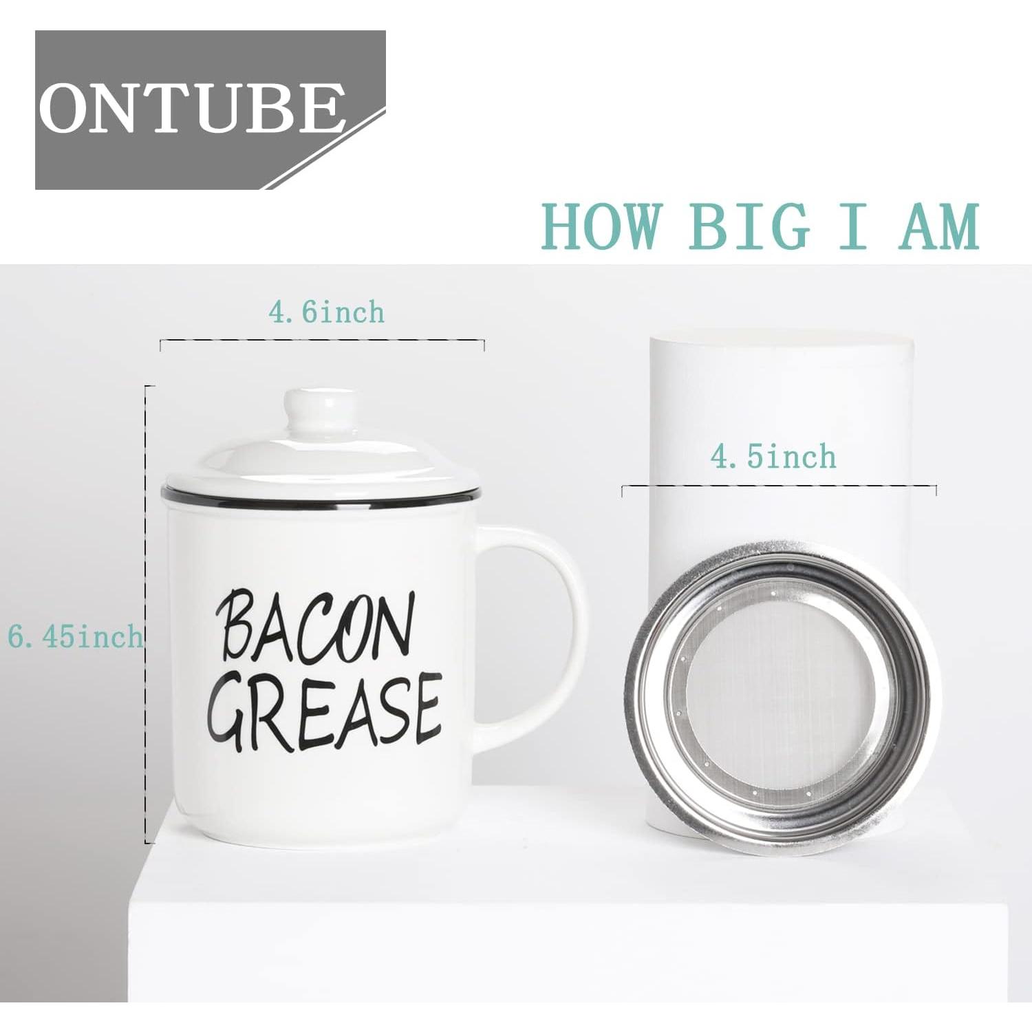 Contenedor de Grasa Cerámica ONTUBE Blanco 0.85L con Colador