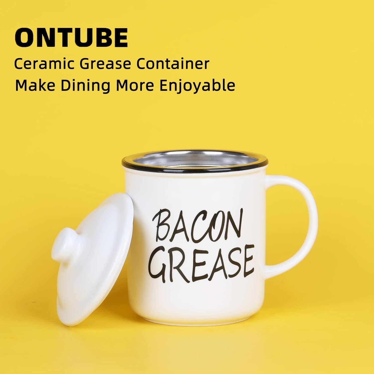 Contenedor de Grasa Cerámica ONTUBE Blanco 0.85L con Colador