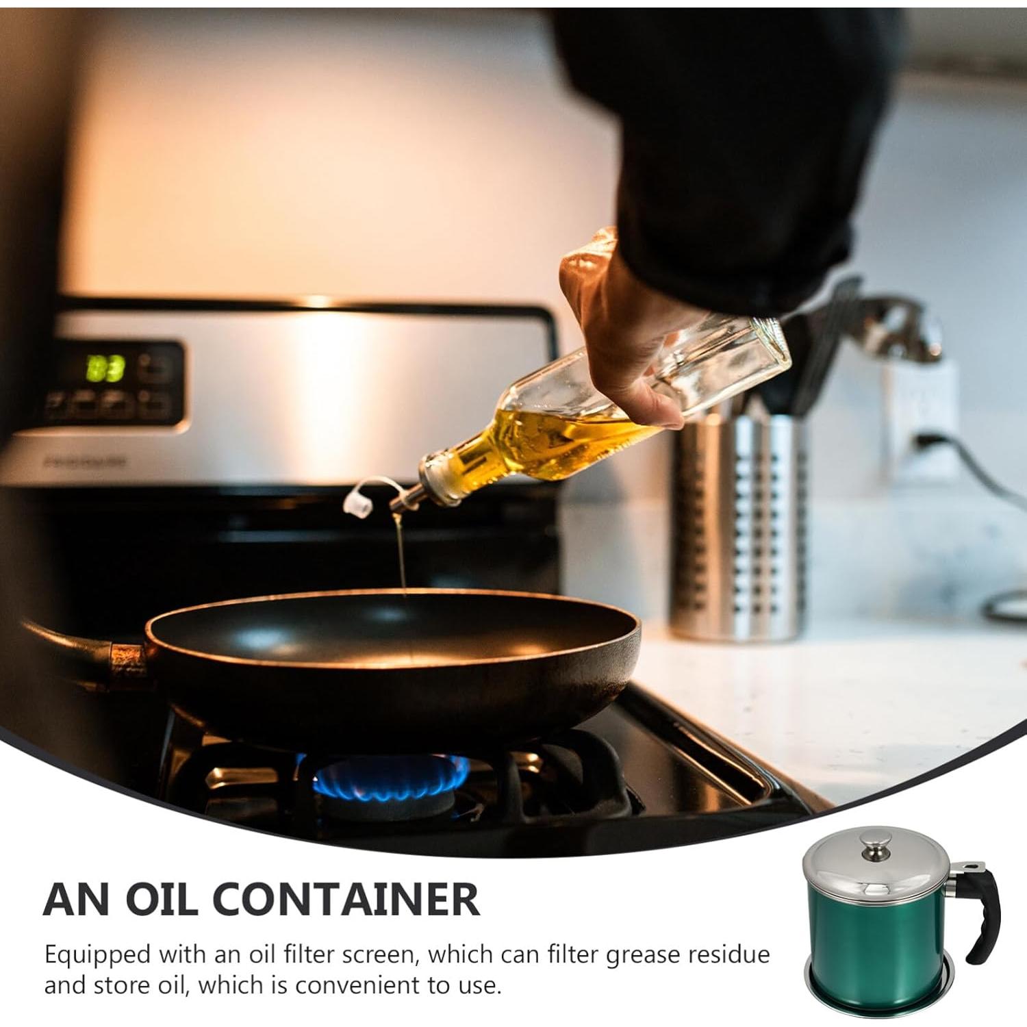 Contenedor de Grasa de Tocino Hemoton 1.3L Acero Inoxidable