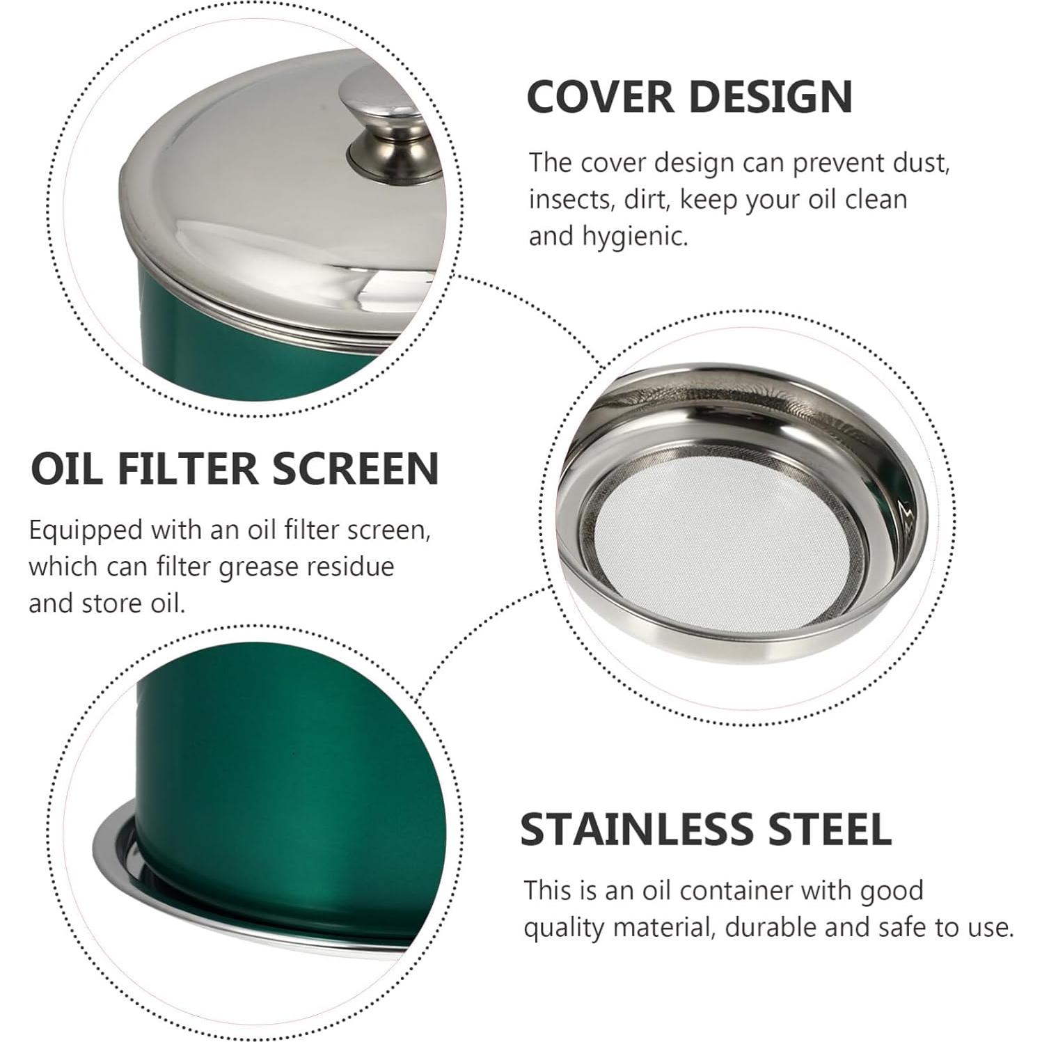 Contenedor de Grasa de Tocino Hemoton 1.3L Acero Inoxidable