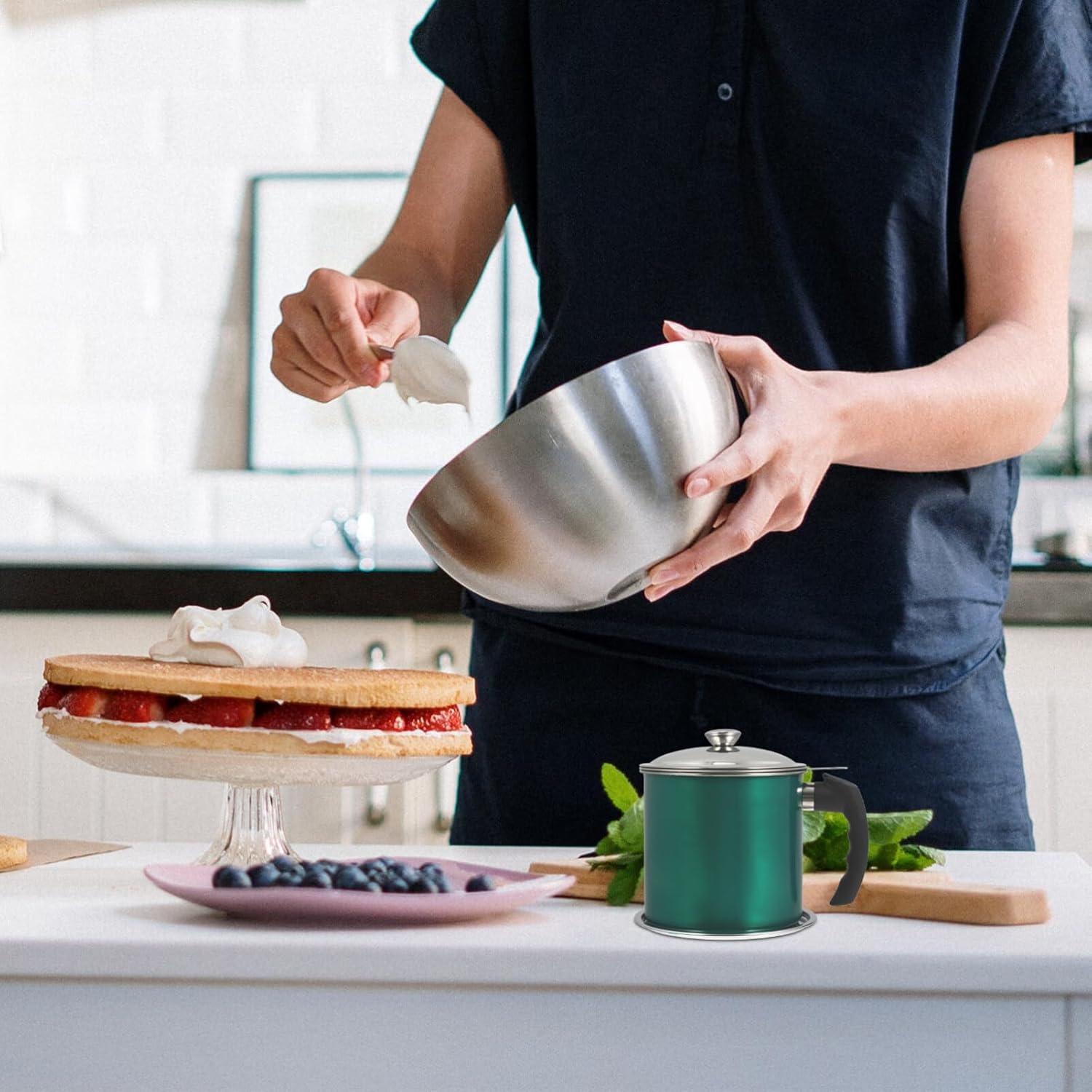 Contenedor de Grasa de Tocino Hemoton 1.3L Acero Inoxidable