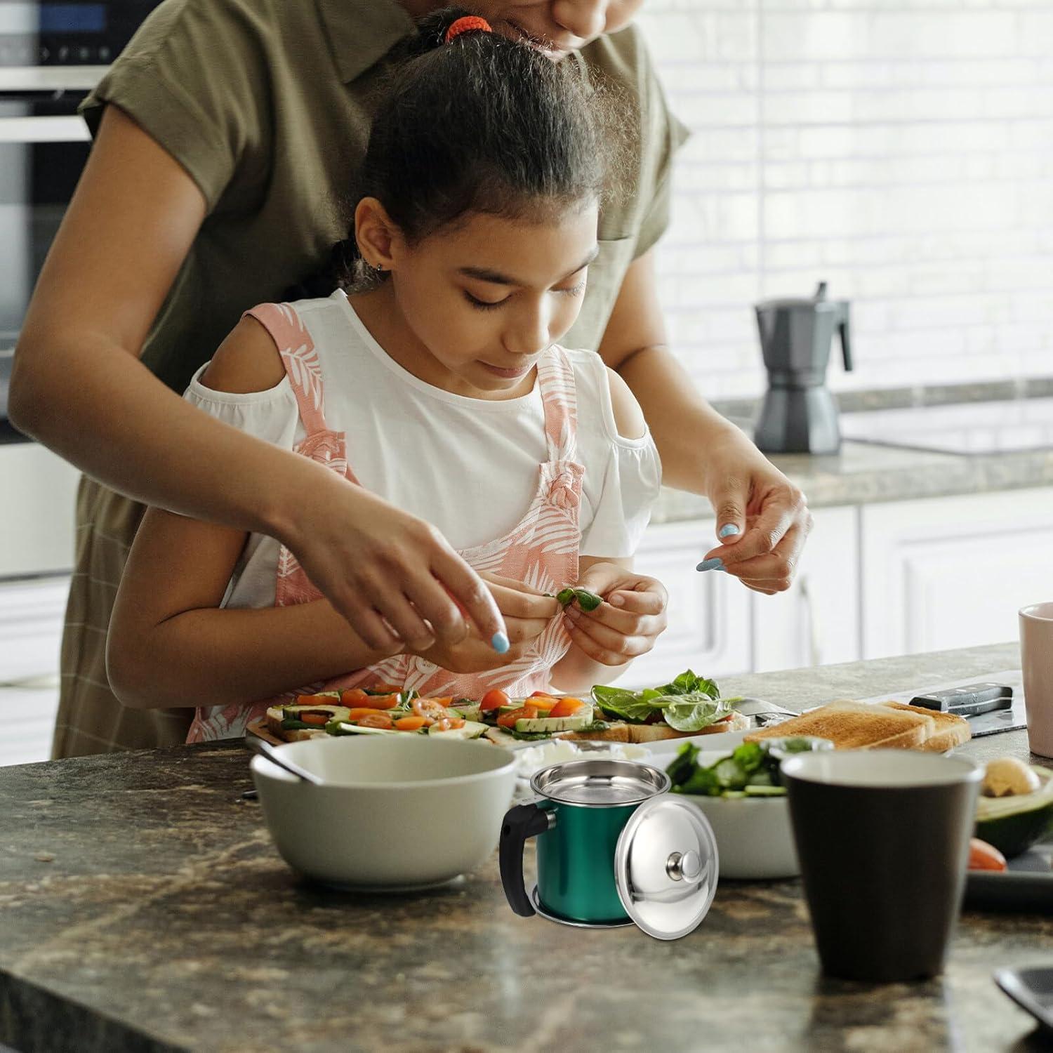 Contenedor de Grasa de Tocino Hemoton 1.3L Acero Inoxidable