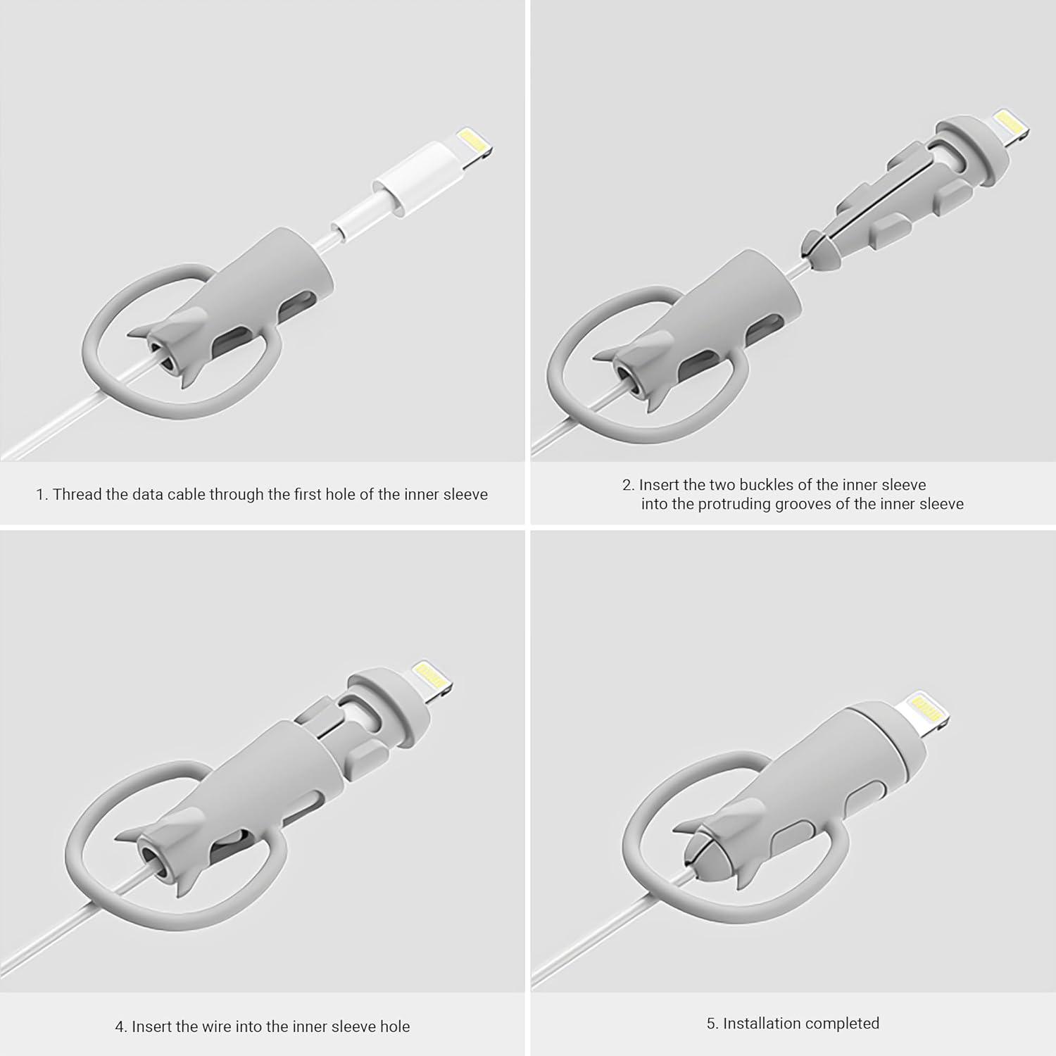 Protectores de Cable de Cargador YIMATEECO 4 Pares Silicona